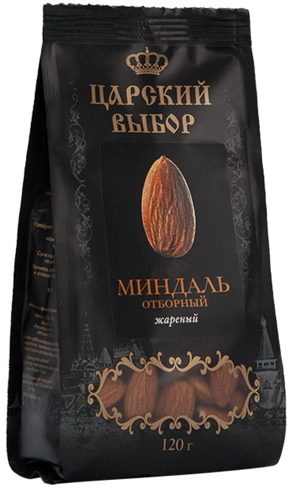 Царский выбор Миндаль жареный отборный, 120 г4670018270076 Царский выбор Миндаль жареный отборный, 120 г4670018270076Миндальный орех имеет изысканный вкус, он считается символом здоровья, красоты и долголетия, благодаря оптимальному соотношению железа, витаминов группы В, меди, кобальта, калия, магния и высоконенасыщенным жирным кислотам.