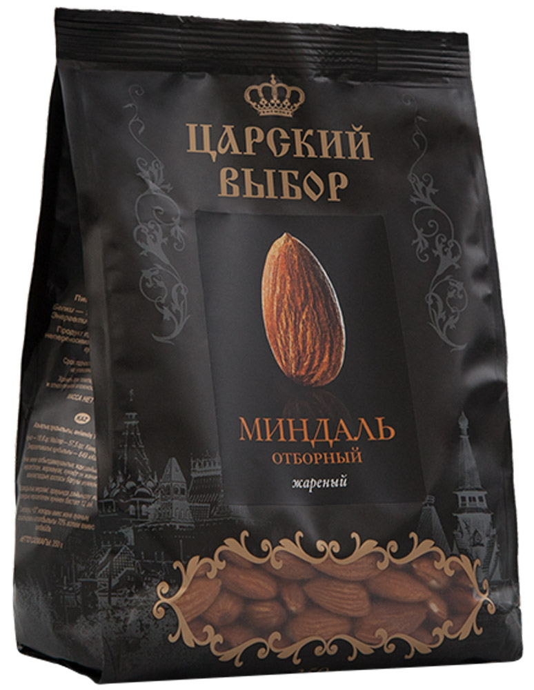 Царский выбор Миндаль жареный отборный, 350 г4670018270090 Царский выбор Миндаль жареный отборный, 350 г4670018270090Миндальный орех имеет изысканный вкус, он считается символом здоровья, красоты и долголетия, благодаря оптимальному соотношению железа, витаминов группы В, меди, кобальта, калия, магния и высоконенасыщенным жирным кислотам.