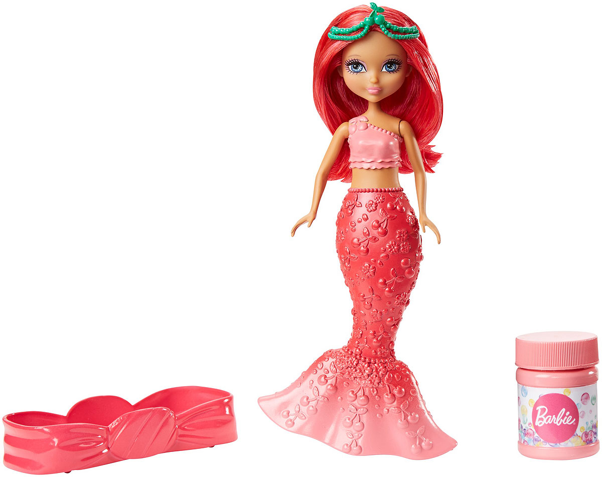 Barbie Мини-кукла Русалочка Вишня с мыльными пузырьками