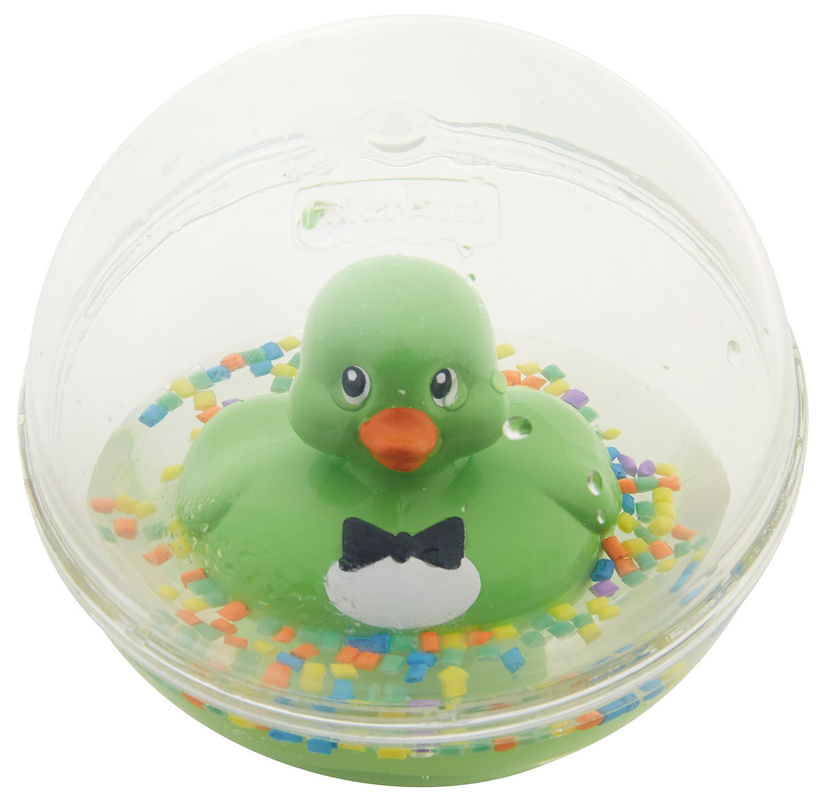 Fisher Price Развивающая игрушка Уточка цвет зеленыйDVH21_DVH73 Fisher Price Развивающая игрушка Уточка цвет зеленыйDVH21_DVH73Развивающая игрушка Fisher Price Уточка - это новый взгляд на игрушку-бестселлер со свежим дизайном и дополнительными узорами. Классическая модель игры для малышей. Игрушка представляет собой пластиковую уточку, плавающую в жидкости в прозрачном пластиковом шаре. Играть с такой уточкой можно не только в ванной, но и в любом удобном месте.