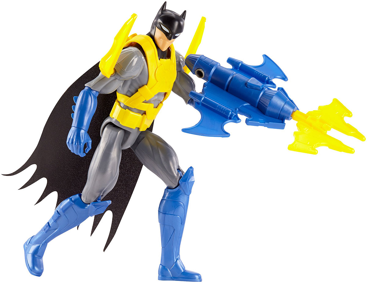 Batman Фигурка Batman Wing TechFBR08_DWM65 Batman Фигурка Batman Wing TechFBR08_DWM65Фигурка Batman Batman Wing Tech станет отличным подарком юному поклоннику комиксов DC Comics. Wing Tech - уникальный костюм и снаряжение Бэтмена, благодаря которому он способен летать с поистине реактивной скоростью. Реактивный ранец, особая броня, мощное оружие помогут Бэтмену победить даже самых сильных противников! Эта 30-сантиметровая фигурка идеально передает уникальный образ и безукоризненный стиль героя Лиги Справедливости. Голова фигурки поворачивается, руки и ноги сгибаются, чтобы герой мог принимать самые невероятные позы. Выбери Бэтмена, Супермена, Флеша, Чудо-женщину, Джокера или других героев, чтобы воссоздать свои любимые схватки между супергероями и суперзлодеями вселенной DC Comics!