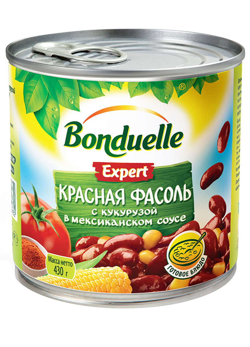 Bonduelle красная фасоль с кукурузой в мексиканском соусе, 430 г470 Bonduelle красная фасоль с кукурузой в мексиканском соусе, 430 г470Оригинальное сочетание красной фасоли с кукурузой в насыщенном, пикантном соусе вдохновит вас на самые необычные кулинарные эксперименты. Авторитетные кулинарные журналы, такие как Гастрономъ, нередко делятся интересными рецептами с использованием этой фасоли. Уважаемые клиенты! Обращаем ваше внимание, что полный перечень состава продукта представлен на дополнительном изображении.