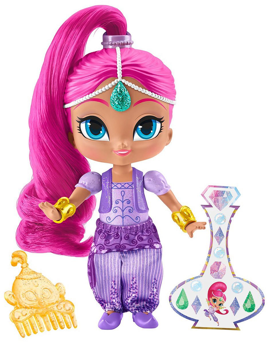 Shimmer & Shine Мини-кукла ШиммерDLH55_DLH56 Shimmer & Shine Мини-кукла ШиммерDLH55_DLH56Шиммер - это очаровательный голубоглазый джинн с розовыми волосами. Шиммер всегда веселая и жизнерадостная, любит розовый цвет и природу. Ничто не может поколебать ее оптимизм. Ее питомец забавная обезьянка по кличке Тала. Шиммер вместе с сестрой-близнецом Шайн заботится о своей подопечной, девочке Лее. Но из-за своей восторженности и наивности часто совершает ошибки. Это и понятно. Ведь что может знать о желаниях людей обыкновенный джинн? Тем более такой юный. Впрочем, все эти ошибки потом можно исправить, позвав на помощь сестру и лучшую подругу Лею. Неплохо все-таки быть джинном, правда? Мини-кукла Shimmer & Shine Шиммер выполнена из прочного и безопасного пластика. Она одета в фиолетовый наряд и обувь, а золотые браслеты прекрасно дополняют образ куколки. В набор также входят наклейки и расческа.