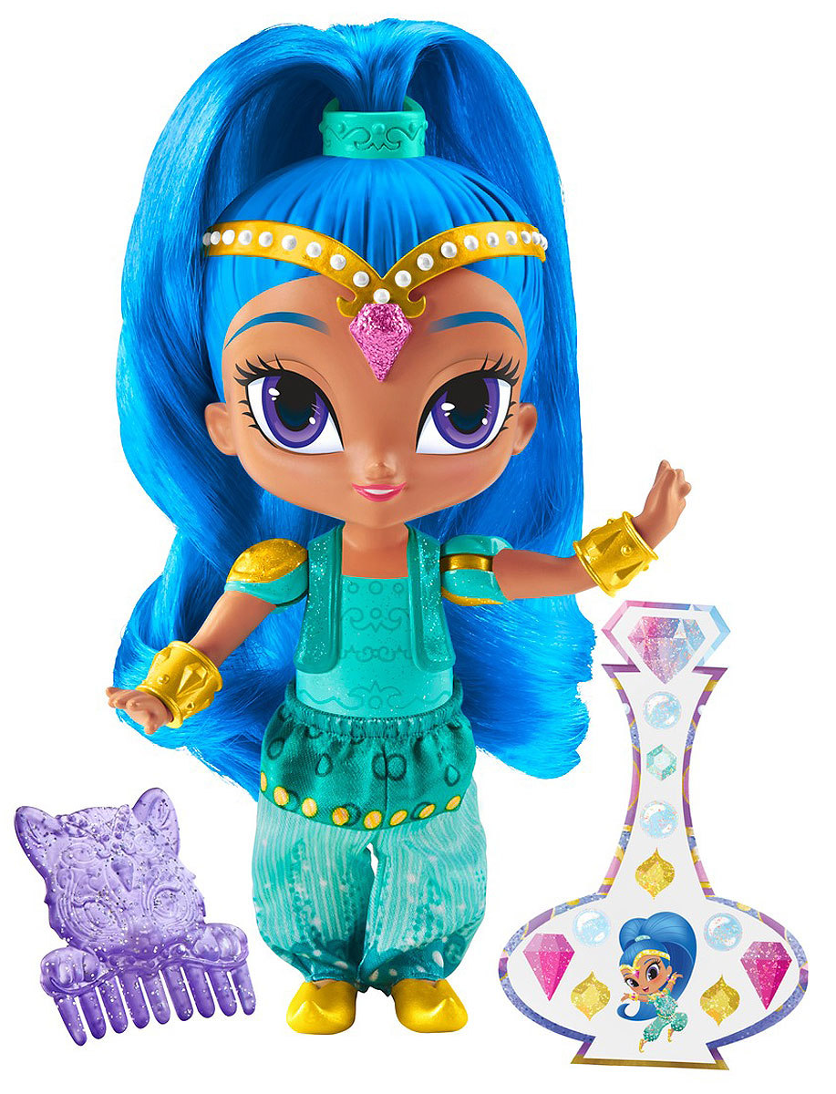 Shimmer & Shine Мини-кукла ШайнDLH55_DLH57 Shimmer & Shine Мини-кукла ШайнDLH55_DLH57Мини-кукла Shimmer & Shine Шайн - прекрасный подарок и отличное дополнение к другим куколкам Shimmer & Shine. Волшебная игра начнется, как только девочка возьмет чудо-игрушку в руки! Погрузитесь в чарующий мир приключений джинов с куколкой Шайн. Кукла выполнена из прочного и безопасного пластика. Она одета в бирюзовый наряд, обувь и золотые браслеты прекрасно дополняют образ куколки. В набор также входят наклейки и расческа.