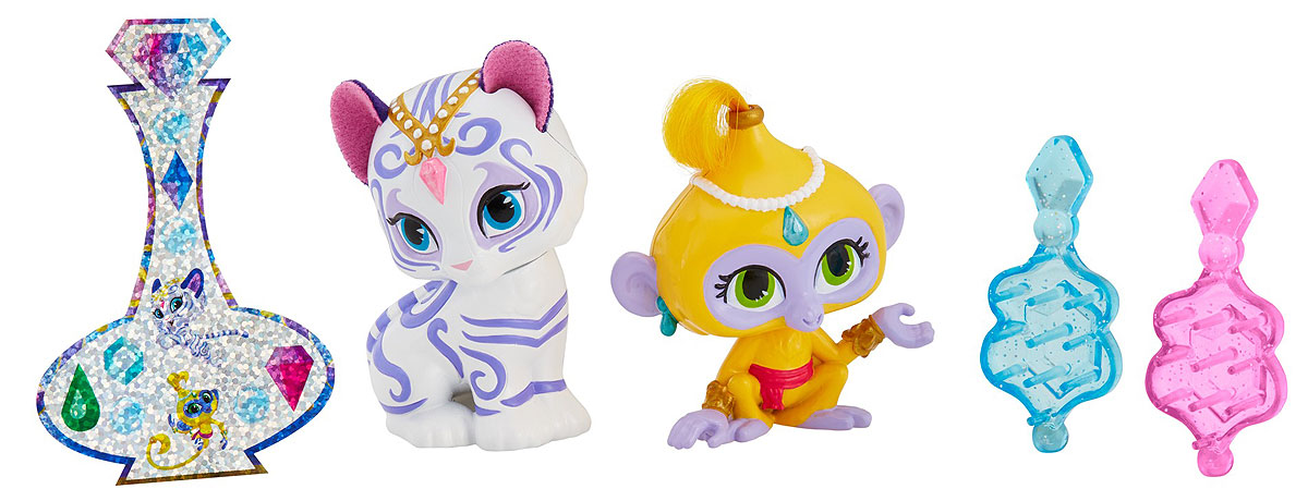 Shimmer & Shine Набор фигурок Тала и НалаDLH55_DPH31 Shimmer & Shine Набор фигурок Тала и НалаDLH55_DPH31Shimmer & Shine - американо-канадский телевизионный мультсериал для детей от телеканала Nickelodeon. Шиммер и Шайн - девочки-двойняшки, это необычные персонажи, они являются волшебными джиннами и живут в кувшине. Они - подруги девочки Леи и каждый день могут исполнить три ее желания. Правда, они иногда что-то путают, и получается не совсем то, что загадывала Лея, но отсюда-то и все веселье! Нала - белый бенгальский тигренок Шайн, носит розовые драгоценные камни и золотую диадему, как и Шайн. Тала - гиббон обезьяна, питомец Шиммер, у нее зеленые глаза, она носит белый жемчуг, как и Шиммер. Набор фигурок Shimmer & Shine Тала и Нала обязательно придется по душе вашему ребенку. Все элементы наборы выполнены из прочных и безопасных материалов. Такие замечательные фигурки компактного размера позволят ребенку воссоздать любимые сцены из мультфильма и придумывать собственные захватывающие истории.
