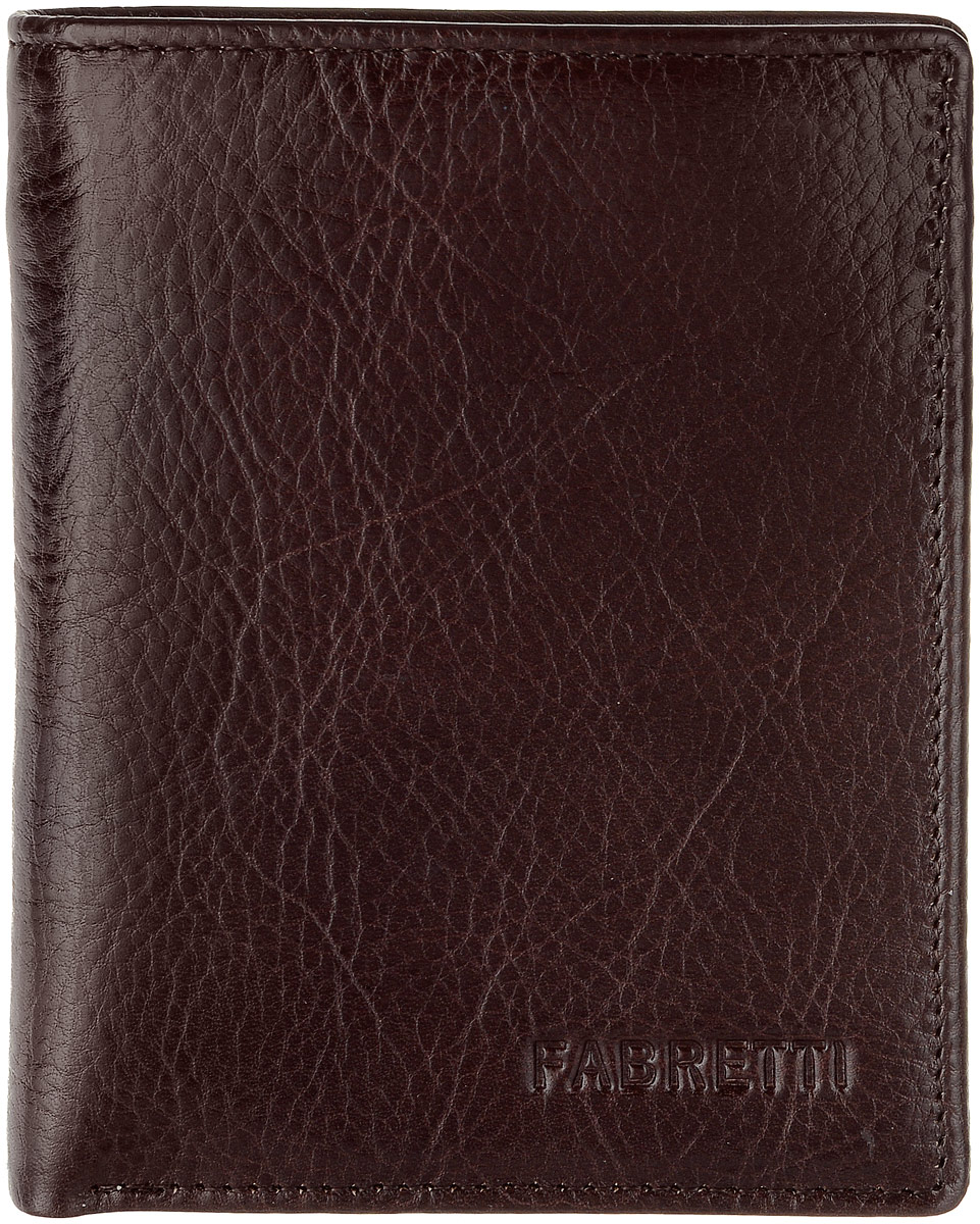 Кошелек мужской Fabretti, цвет: темно-коричневый. 4600646006-brown Кошелек мужской Fabretti, цвет: темно-коричневый. 4600646006-brownКошелек Fabretti выполнен из натуральной кожи зернистой текстуры и оформлен тисненой надписью с названием бренда. Внутри расположено три отделения для купюр, одно из которых на молнии и объемный карман для мелочи, который закрывается клапаном на кнопку. Также внутри находятся шесть вертикальных карманов, один из которых с пластиковым окошком и три горизонтальных карманов для визитных и дисконтных карт. Изделие упаковано в фирменную коробку.