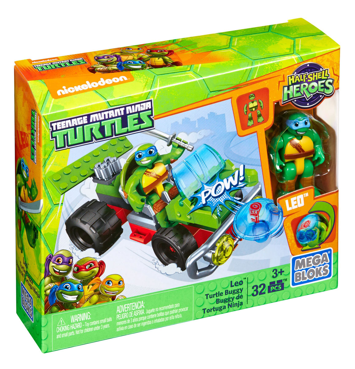 Mega Bloks Черепашки Ниндзя Half-Shell Heroes Конструктор Черепаший багги ЛеоDMW41_DMW43 Mega Bloks Черепашки Ниндзя Half-Shell Heroes Конструктор Черепаший багги ЛеоDMW41_DMW43Когда город в опасности, юные фанаты черепашек спешат на помощь с коллекцией Черепашки-ниндзя на багги от Mega Bloks ! Эти транспортные средства вооружены пусковыми установками! Посади черепашку на сиденье водителя и мчись на защиту города. Или сверни его в ниндзя-шар и отправь в бой! Простая система сборки для маленьких строителей. В этом конструкторе содержатся детали для сборки черепашьего багги Лео. В комплекте также фигурка самого Лео, с подвижными конечностями и поворачивающейся головой. Собирай и соединяй конструктор с другими игрушками Mega Bloks. Построй мир черепашек от подземелий до улиц и не останавливайся на этом! Конструктор содержит 32 детали.