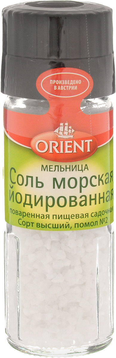 Orient Соль морская йодированная, 90 г430111 Orient Соль морская йодированная, 90 г430111Морская соль является более здоровым и полезным продуктом, чем другие существующие виды соли. Ведь она производится естественным способом выпаривания и содержит около 37 микроэлементов. Морская соль богата натуральными элементами, такими как: натрий, хлор, кальций, калий, фосфор, магний, марганец, цинк, железо, селен, медь, сера, кремний, йод.