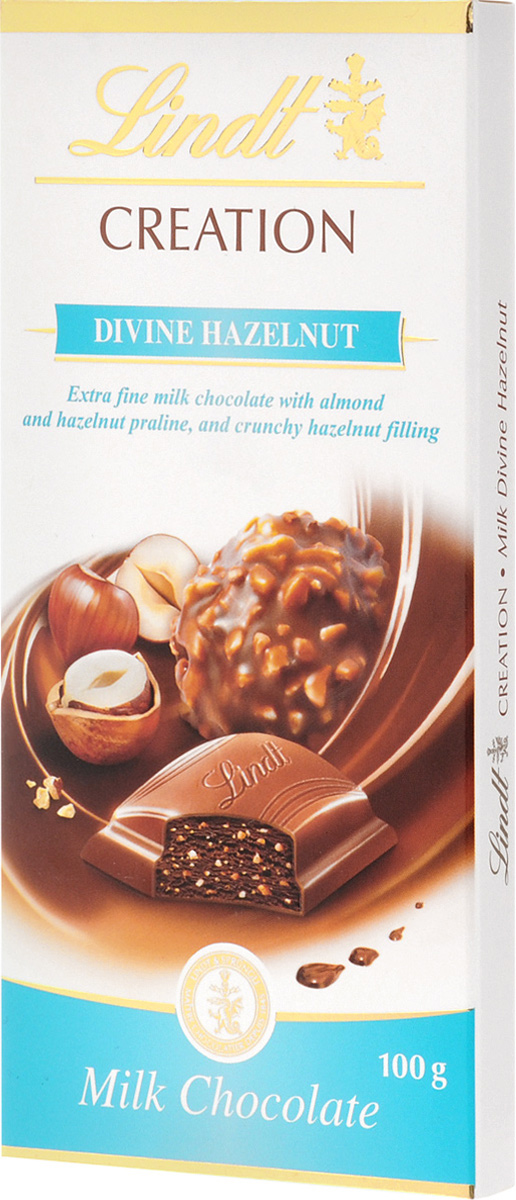 Lindt Creation молочный шоколад с начинкой пралине из миндаля и фундука, 100 г3046920022545 Lindt Creation молочный шоколад с начинкой пралине из миндаля и фундука, 100 г3046920022545Классический швейцарский молочный шоколад с орехами отличается сливочным, нежным вкусом. Очень вкусное и нежное лакомство, которое понравится всей вашей семье. Уважаемые клиенты! Обращаем ваше внимание, что полный перечень состава продукта представлен на дополнительном изображении.