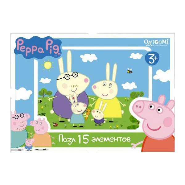Оригами Мини-пазл Peppa Pig Заяц 01593AST000000000181837_заяц Оригами Мини-пазл Peppa Pig Заяц 01593AST000000000181837_заяцМини-пазл Peppa Pig на 15 деталей. Пазл за пазлом ребёнок будет узнавать о весёлых приключениях Свинки Пеппы. Составление пазла станет развивающим досугом для малыша, т.к. тренирует пространственное мышление, моторику рук, а так же подарит хорошее настроение.