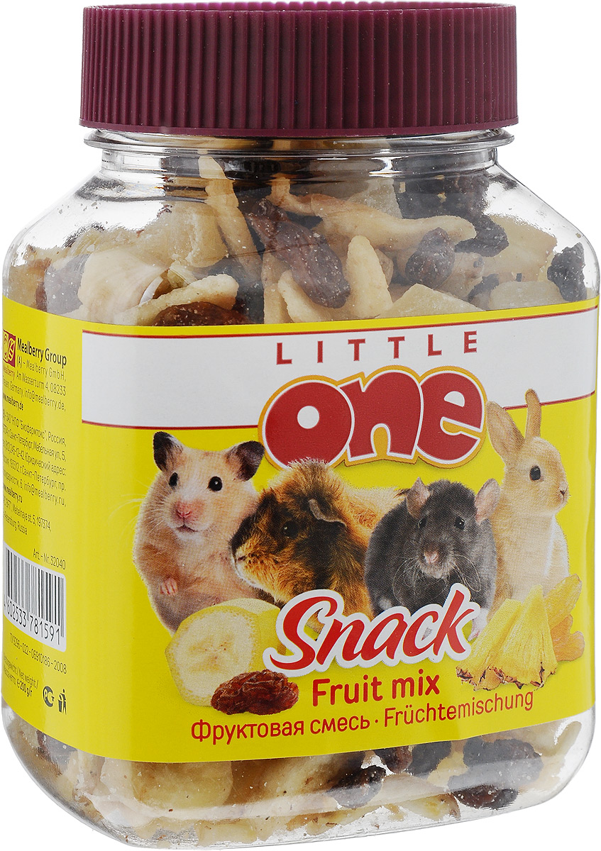 Лакомство для грызунов Little One Фруктовая смесь, 200 г19520 Лакомство для грызунов Little One Фруктовая смесь, 200 г19520Лакомство Little One Фруктовая смесь является очень вкусной и питательной пищей для грызунов. Бананы являются очень питательным продуктом с высоким содержанием калия, что укрепляет сердечную мышцу. Ананасы содержат большое количество каротина и калия, витамин А, С, витамины группы В, белки, жиры, углеводы, клетчатку, магний, хлор, йод. Изюм богат полезными минеральными солями, органическими кислотами и витаминами. Товар сертифицирован.