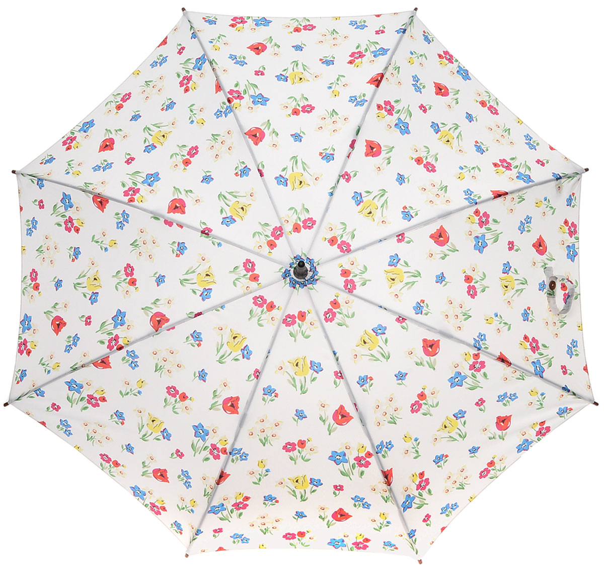 Зонт-трость женский Cath Kidston Kensington, механический, цвет: дымчатый белый. L541-2953L541-2953 ParadiseBunchChalk Зонт-трость женский Cath Kidston Kensington, механический, цвет: дымчатый белый. L541-2953L541-2953 ParadiseBunchChalkЯркий механический зонт-трость Cath Kidston Kensington даже в ненастную погоду позволит вам оставаться стильной и элегантной. Каркас зонта включает 8 спиц из фибергласса с деревянным наконечниками. Стержень изготовлен из дерева. Купол зонта выполнен из износостойкого полиэстера и оформлен цветочным принтом. Изделие дополнено удобной рукояткой из гладкого дерева. Зонт механического сложения: купол открывается и закрывается вручную до характерного щелчка. Модель дополнительно застегивается с помощью двух хлястиков: на кнопку и липучку с декоративной пуговицей. Такой зонт не только надежно защитит вас от дождя, но и станет стильным аксессуаром, который идеально подчеркнет ваш неповторимый образ.