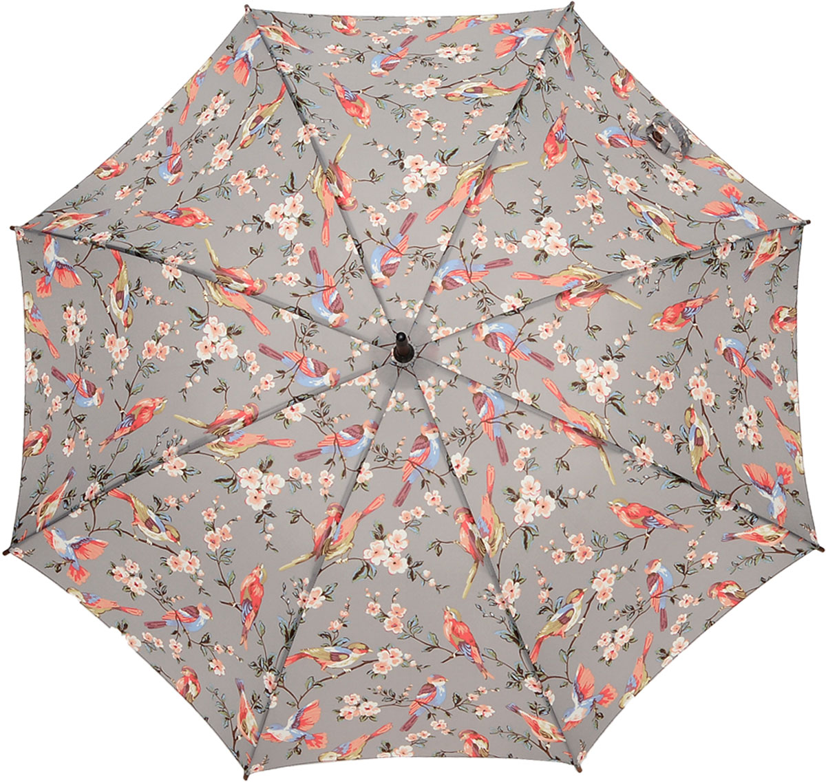 Зонт-трость женский Cath Kidston Kensington, механический, цвет: серый. L541-3060L541-3060 BritishBirdsGrey Зонт-трость женский Cath Kidston Kensington, механический, цвет: серый. L541-3060L541-3060 BritishBirdsGreyСтильный механический зонт-трость Cath Kidston Kensington даже в ненастную погоду позволит вам оставаться модной и элегантной. Каркас зонта включает 8 спиц из фибергласса с деревянным наконечниками. Стержень изготовлен из дерева. Купол зонта выполнен из износостойкого полиэстера и оформлен принтом в виде птичек на веточках. Изделие дополнено удобной рукояткой из гладкого дерева. Зонт механического сложения: купол открывается и закрывается вручную до характерного щелчка. Модель дополнительно застегивается с помощью двух хлястиков: на кнопку и липучку с декоративной пуговицей. Такой зонт не только надежно защитит вас от дождя, но и станет стильным аксессуаром, который идеально подчеркнет ваш неповторимый образ.