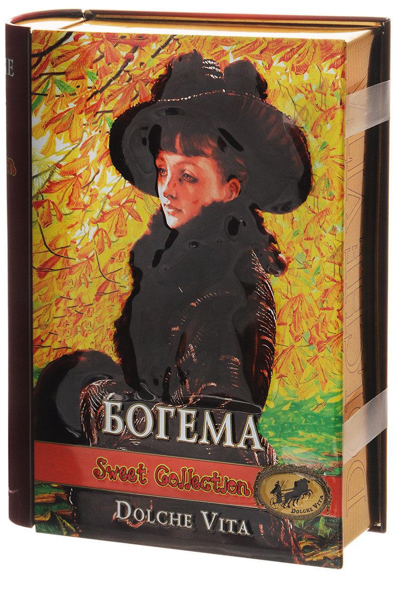 Dolche Vita Богема элитный ароматизированный черный листовой чай, 100 г (подарочная шкатулка)21601 Dolche Vita Богема элитный ароматизированный черный листовой чай, 100 г (подарочная шкатулка)21601Элитный черный листовой чай Dolche Vita Богема - цейлонский крупнолистовой чай с ягодами красной смородины и малины, цветками василька, лепестками сафлора, с ароматом клубники, малины и чёрной смородины в жестяной банке. Уважаемые клиенты! Обращаем ваше внимание, что полный перечень состава продукта представлен на дополнительном изображении.