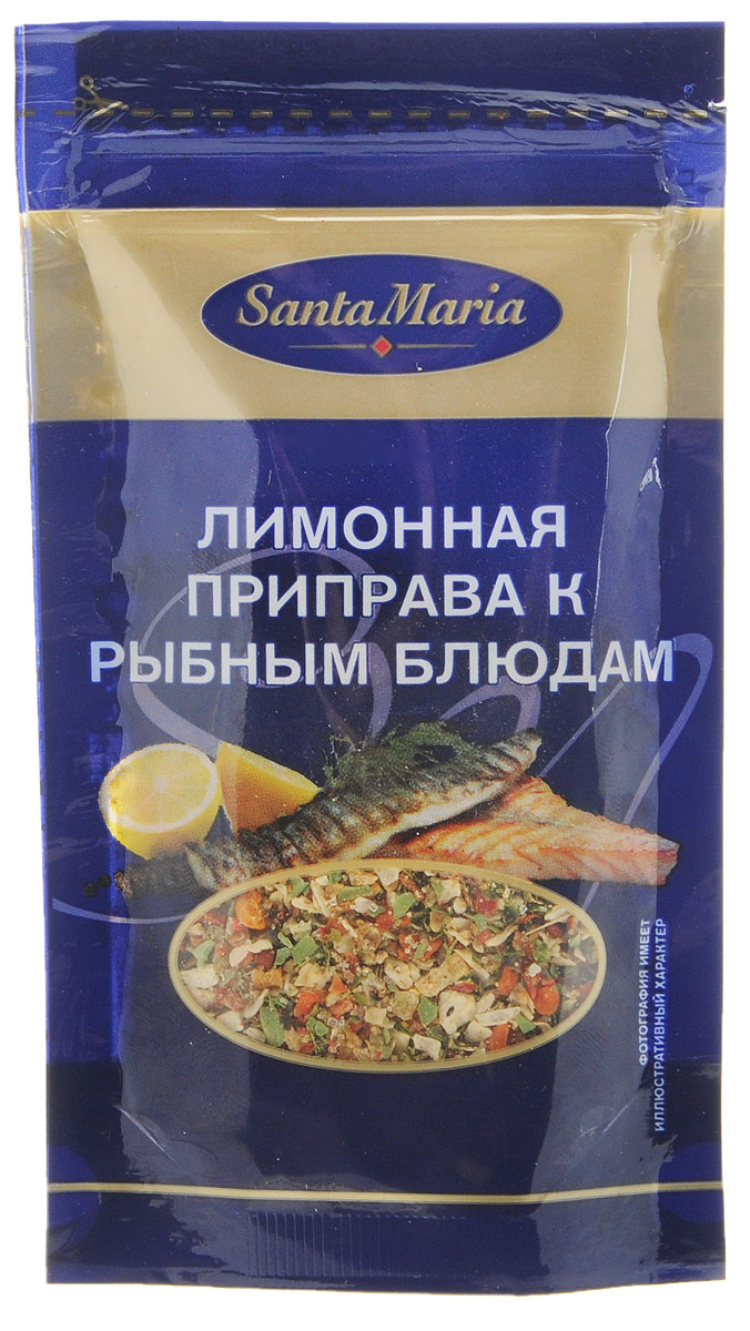 Santa Maria Лимонная приправа к рыбным блюдам, 18 г13580 Santa Maria Лимонная приправа к рыбным блюдам, 18 г13580Тонкий лимонный аромат отлично сочетается с рыбой, делает ее вкус более насыщенным, а легкая кислинка добавляет рыбным блюдам пикантности. Приправа с насыщенным вкусом и ароматом лимона. Прекрасно подходит к рыбе, а также к овощам и салатам, например, из морепродуктов.