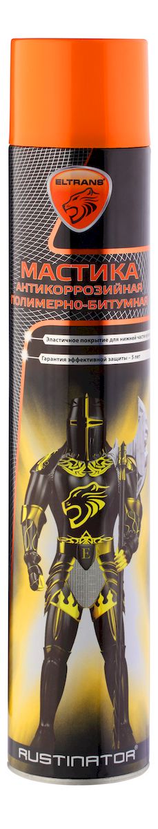 Мастика Eltrans, антикорозионная, полимерно-битумная, аэрозоль, 1 лEL-0207.01 Мастика Eltrans, антикорозионная, полимерно-битумная, аэрозоль, 1 лEL-0207.01Мастика Eltrans предназначена для антикоррозийной обработки наружных, в том числе незащищенных лакокрасочным покрытием, металлических поверхностей автомобиля (днище, пороги, арки колес); для обработки внутренних поверхностей автомобиля (пол салона, крылья, капот, багажник); для гидроизоляции и антикоррозийной обработки металлических и деревянных конструкций, контактирующих с влажной средой (трубы газо- и водоснабжения, столбы, опоры). Обладает повышенными свойствами защиты от воздействия камней, песка, влаги, дорожных реагентов и других агрессивных химических средств. Существенно снижает уровень шума в салоне, повышает антикоррозийную стойкость кузова. Состав обладает повышенной адгезией и сохраняет эластичность в широком интервале температур, не стекает на жаре и не растрескивается на морозе. Допускается нанесение мастики поверх старых антикоррозийных покрытий. Гарантированный срок эффективной защиты от коррозии не менее 5 лет. Способ применения: Использовать при...