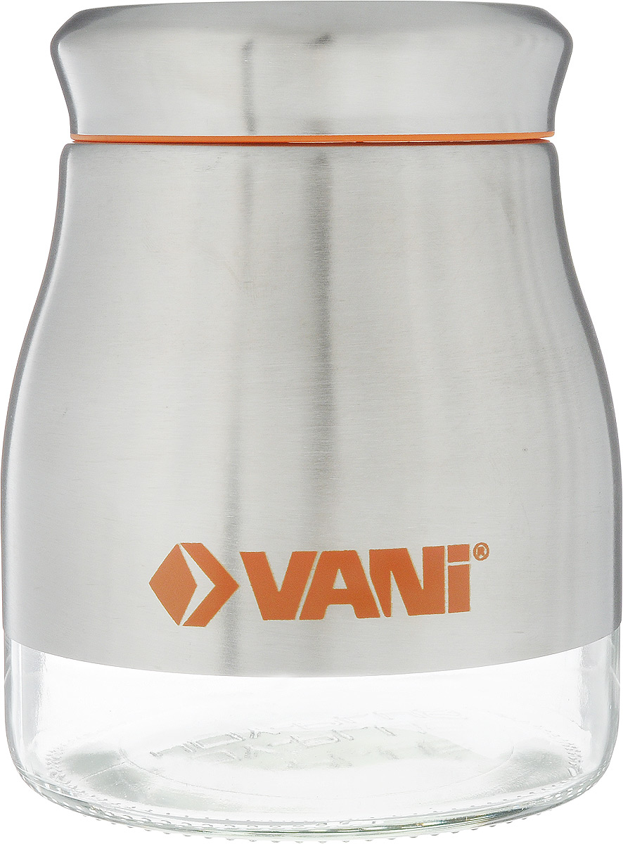 Банка для хранения сыпучих продуктов VANI, 760 млV9009 Банка для хранения сыпучих продуктов VANI, 760 млV9009Банка VANI изготовлена из стекла с обрамлением из нержавеющей стали. Емкость снабжена крышкой из пластика и нержавеющей стали с силиконовым уплотнителем, которая плотно закрывается, дольше сохраняя аромат и свежесть содержимого. Банка подходит для хранения сыпучих продуктов: круп, специй, сахара, соли. Такая банка станет полезным приобретением и пригодится на любой кухне. Она сохраняет прекрасный внешний вид даже после многолетнего использования. Во избежание повреждений поверхности не используйте для мытья металлические губки, абразивные материалы, хлор и кислотосодержащие очистители. Диаметр (по верхнему краю): 9 см. Высота (без учета крышки): 13 см.