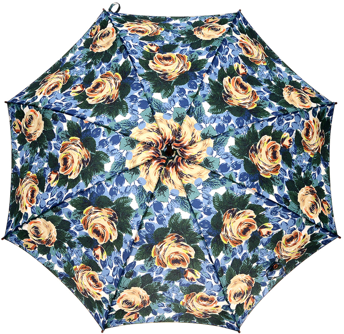 Зонт-трость женский Cath Kidston Kensington, механический, цвет: мультиколор. L541-3061L541-3061 OxfordRoseDeepBlue Зонт-трость женский Cath Kidston Kensington, механический, цвет: мультиколор. L541-3061L541-3061 OxfordRoseDeepBlueЯркий механический зонт-трость Cath Kidston Kensington даже в ненастную погоду позволит вам оставаться стильной и элегантной. Каркас зонта включает 8 спиц из фибергласса с деревянным наконечниками. Стержень изготовлен из дерева. Купол зонта выполнен из износостойкого полиэстера и оформлен красочным принтом в виде роз в листьях. Изделие дополнено удобной рукояткой из гладкого дерева. Зонт механического сложения: купол открывается и закрывается вручную до характерного щелчка. Модель дополнительно застегивается с помощью двух хлястиков: на кнопку и липучку с декоративной пуговицей. Такой зонт не только надежно защитит вас от дождя, но и станет стильным аксессуаром, который идеально подчеркнет ваш неповторимый образ.