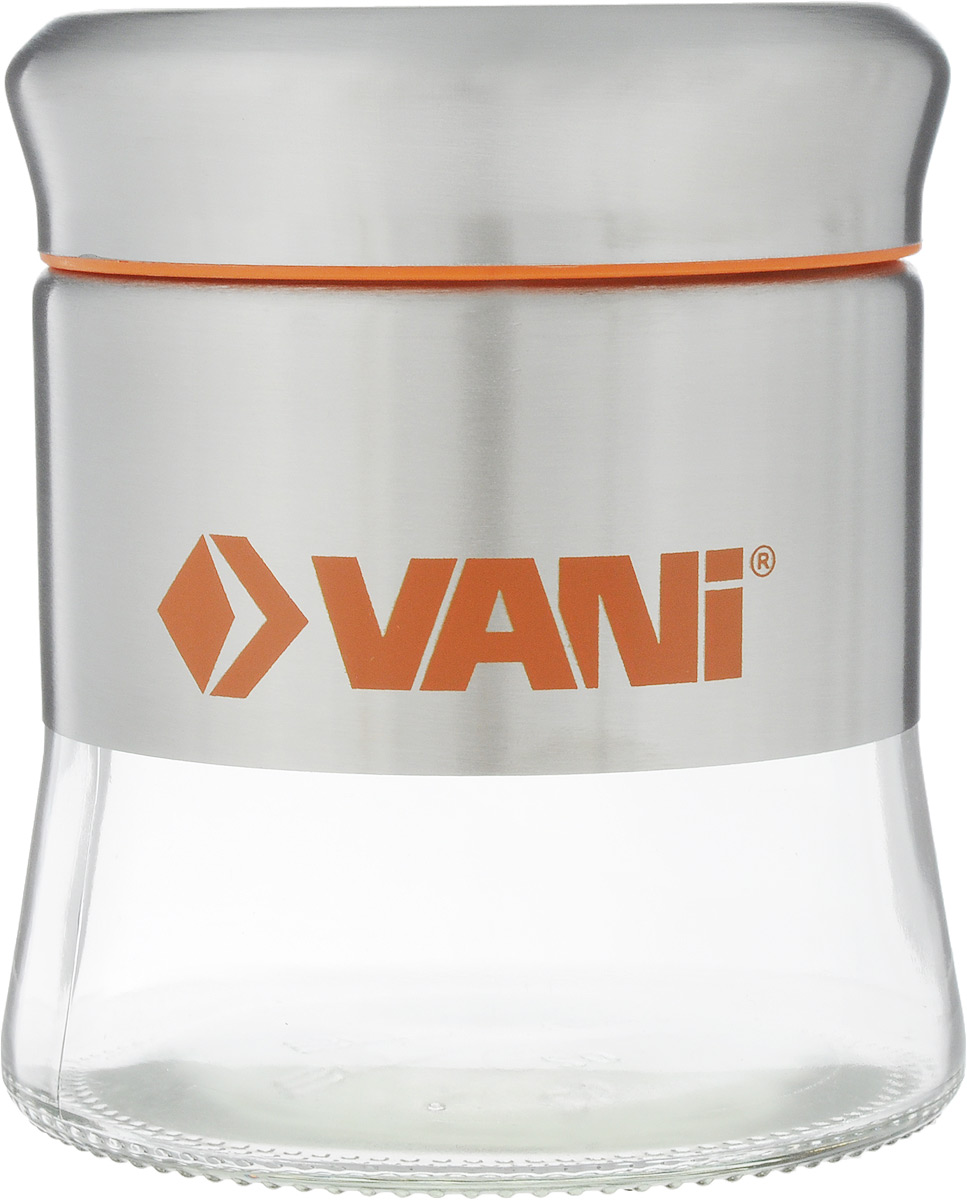 Банка для хранения сыпучих продуктов VANI, 350 млV9004 Банка для хранения сыпучих продуктов VANI, 350 млV9004Банка VANI изготовлена из стекла с обрамлением из нержавеющей стали. Емкость снабжена крышкой из пластика и нержавеющей стали с силиконовым уплотнителем, которая плотно закрывается, дольше сохраняя аромат и свежесть содержимого. Банка подходит для хранения сыпучих продуктов: круп, специй, сахара, соли. Такая банка станет полезным приобретением и пригодится на любой кухне. Она сохраняет прекрасный внешний вид даже после многолетнего использования. Во избежание повреждений поверхности не используйте для мытья металлические губки, абразивные материалы, хлор и кислотосодержащие очистители. Диаметр (по верхнему краю): 7 см. Высота (без учета крышки): 10,3 см.