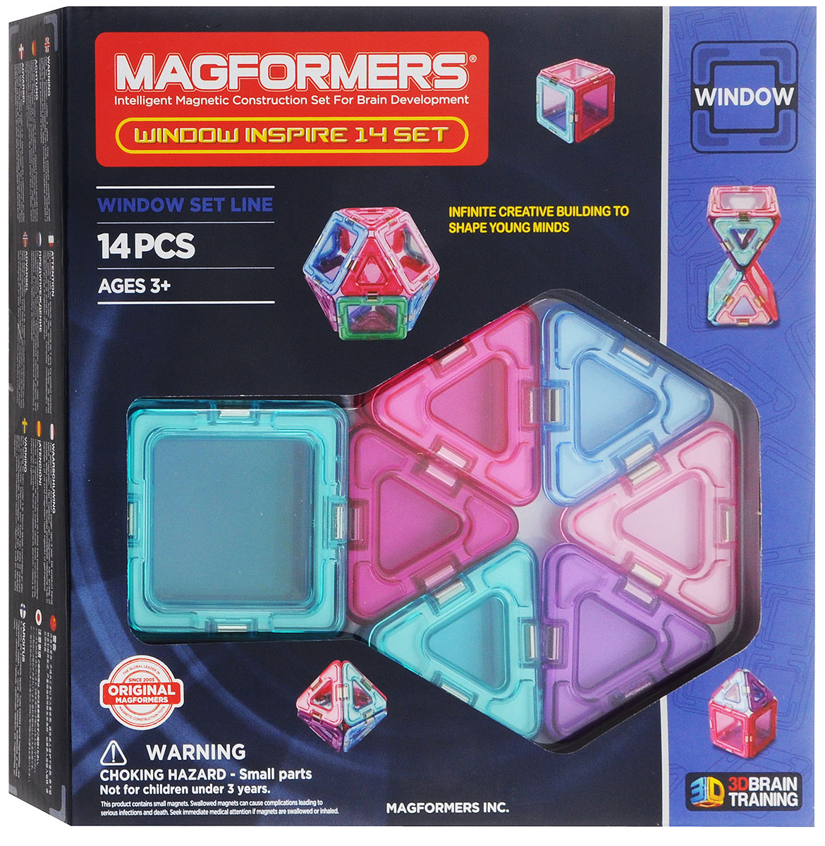 Magformers Магнитный конструктор Window Inspire Set 14714003 Magformers Магнитный конструктор Window Inspire Set 14714003Магнитный конструктор Magformers Window Inspire Set 14 - это специальное издание набора Magformers Window 14 в мягких пастельных цветах. Нежные оттенки розового, фиолетового и голубого особенно придутся по душе девочкам. Набор Window Inspire Set 14 прекрасно подойдет тем, кто только начинает знакомство с магнитными конструкторами Магформерс. В его состав входят 14 элементов: 6 квадратов и 8 треугольников. С этими базовыми деталями ребенок быстро освоит построение предметов на плоскости, а затем с легкостью перейдет к конструированию трехмерных моделей. Каждая деталь содержит окошко из цветного прозрачного пластика, что открывает новые возможности для творчества. Все элементы Magformers Window Inspire Set 14 также совместимы с любыми другими наборами Магформерс, что позволяет пополнить уже имеющуюся коллекцию новыми необычными цветами и расширить варианты возможных построек. Конструкторы Магформерс - это неиссякаемый источник веселья и творчества! Множество...
