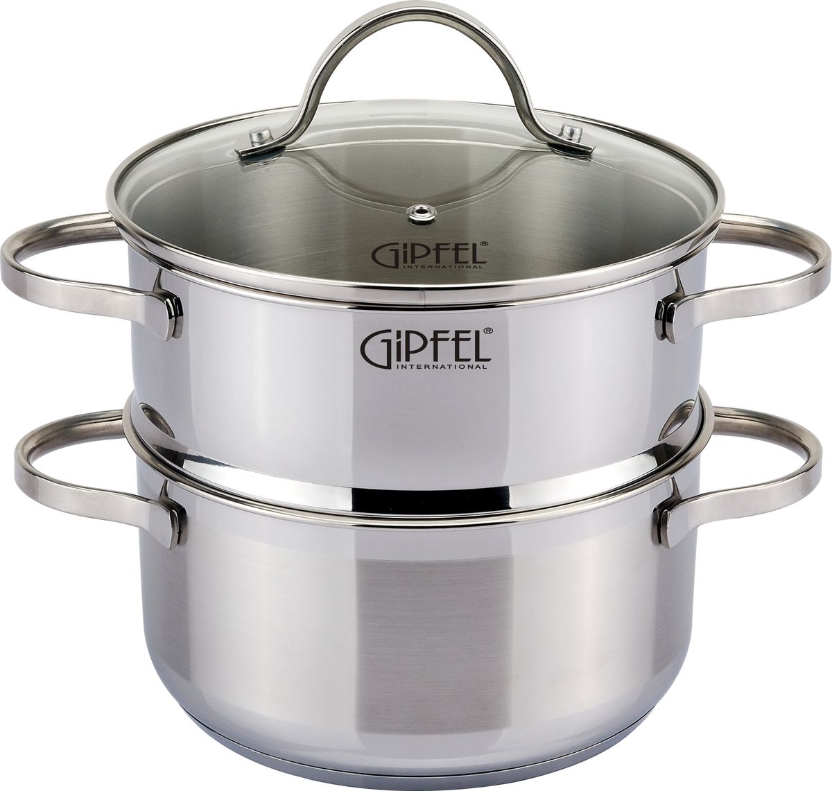 Пароварка Gipfel Victory, двухъярусная, с крышкой, 3 л1325 Пароварка Gipfel Victory, двухъярусная, с крышкой, 3 л1325Посуда Gipfel изготовлена только из качественных, экологически чистых материалов. Также уделяется особое внимание дизайну продукции, способному удовлетворять вкусы даже самых взыскательных покупателей. Сталь 8/10, из которой изготавливается посуда и аксессуары Gipfel, является уникальной. Она отличается высокими эксплуатационными характеристиками и крайне устойчива к физическим воздействиям. Сложно найти более подходящий для создания качественной кухонной посуды материал. Отличительной чертой металлической посуды, выполненной из подобной стали, является характерный сероватый оттенок поверхности и особый блеск. Преимущественной особенностью технологии является многослойное дно посуды, которое распределяет тепло по всей поверхности и позволяет сократить время приготовления пищи. Следует также отметить, что в посуде Gipfel можно готовить без воды и соли. Это позволяет приготовить более здоровую пищу.