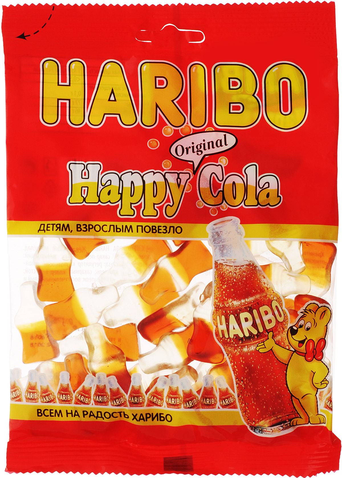 Haribo Happy Cola жевательный мармелад, 140 г31367 Haribo Happy Cola жевательный мармелад, 140 г31367Happy Cola Haribo - оригинальный формат в категории жевательного мармелада с насыщенным вкусом любимого всеми напитка! Его любят и взрослые, и дети! Haribo Happy Cola со вкусом колы - это настоящая классика в продуктовой линейке Haribo, ваш заряд энергии на целый день! Уважаемые клиенты! Обращаем ваше внимание, что полный перечень состава продукта представлен на дополнительном изображении.