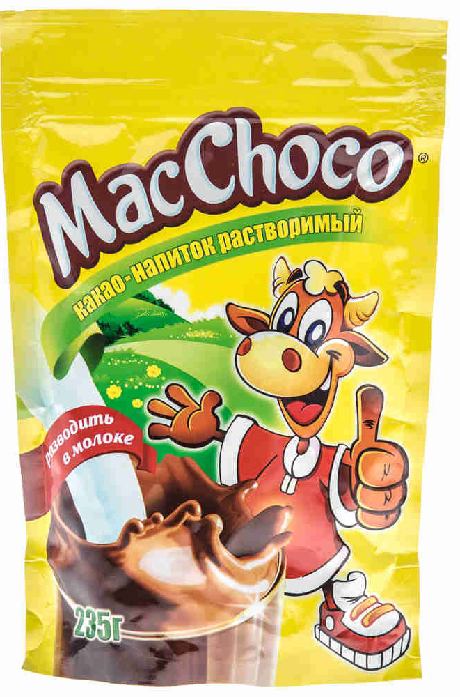 MacChoco какао-напиток растворимый, 235 г8887290107006 MacChoco какао-напиток растворимый, 235 г8887290107006MacChoco - вкусный, полезный и питательный какао-напиток для детей и взрослых, который можно разводить горячим или холодным молоком. Уважаемые клиенты! Обращаем ваше внимание, что полный перечень состава продукта представлен на дополнительном изображении.