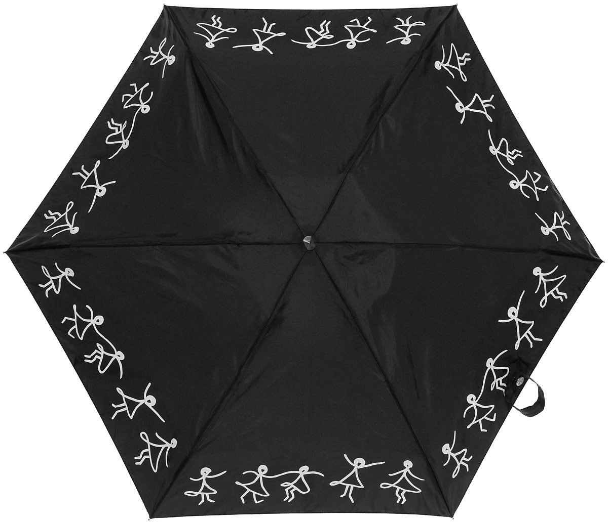 Зонт женский Lulu Guinness Tiny, механический, 5 сложений, цвет: черный, белый. L717-2956L717-2956 DancingGirls Зонт женский Lulu Guinness Tiny, механический, 5 сложений, цвет: черный, белый. L717-2956L717-2956 DancingGirlsСтильный механический зонт Lulu Guinness Tiny в 5 сложений даже в ненастную погоду позволит вам оставаться элегантной. Облегченный каркас зонта выполнен из 6 спиц из фибергласса и алюминия, стержень также изготовлен из алюминия, удобная рукоятка - из пластика. Купол зонта выполнен из прочного полиэстера и оформлен танцующими человечками. В закрытом виде застегивается хлястиком на кнопку. Зонт механического сложения: купол открывается и закрывается вручную до характерного щелчка. На рукоятке для удобства есть небольшой шнурок, позволяющий при необходимости надеть зонт на руку. К зонту прилагается чехол, оформленный нашивкой с названием бренда. Такой зонт компактно располагается в кармане, сумочке, дверке автомобиля.