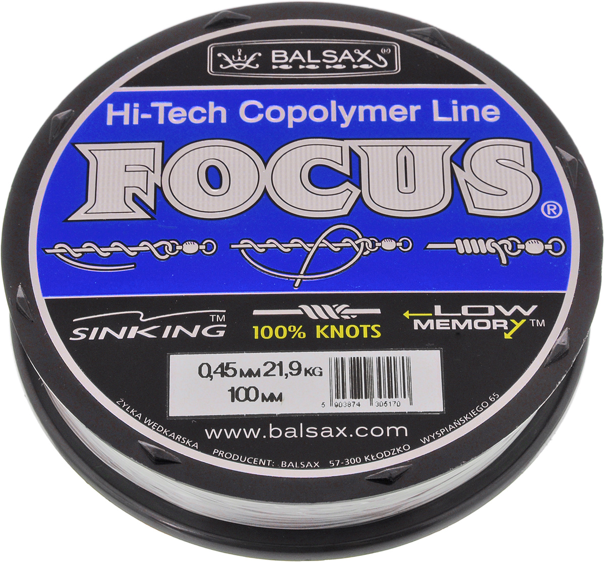 Леска Balsax Focus, 100 м, 0,45 мм, 21,9 кг304-01045 Леска Balsax Focus, 100 м, 0,45 мм, 21,9 кг304-01045Леска Balsax Focus практически идеально прозрачна, а значит, отлично подходит для ловли во всех водоемах, независимо от погодных условий. Очередной особенностью, повышающей достоинства данной лески, является ее стопроцентная сопротивляемость к деформации, что дает рыболовам уверенность в эффективных забросах, а также позволяет избежать безнадежного запутывания лески. Тесты на эластичность и упругость лески доказали, что последняя, пропорционально к другим особенностям, имеет необходимую растяжимость. Для рыболова это означает, что можно даже тащить очень крупную рыбу.