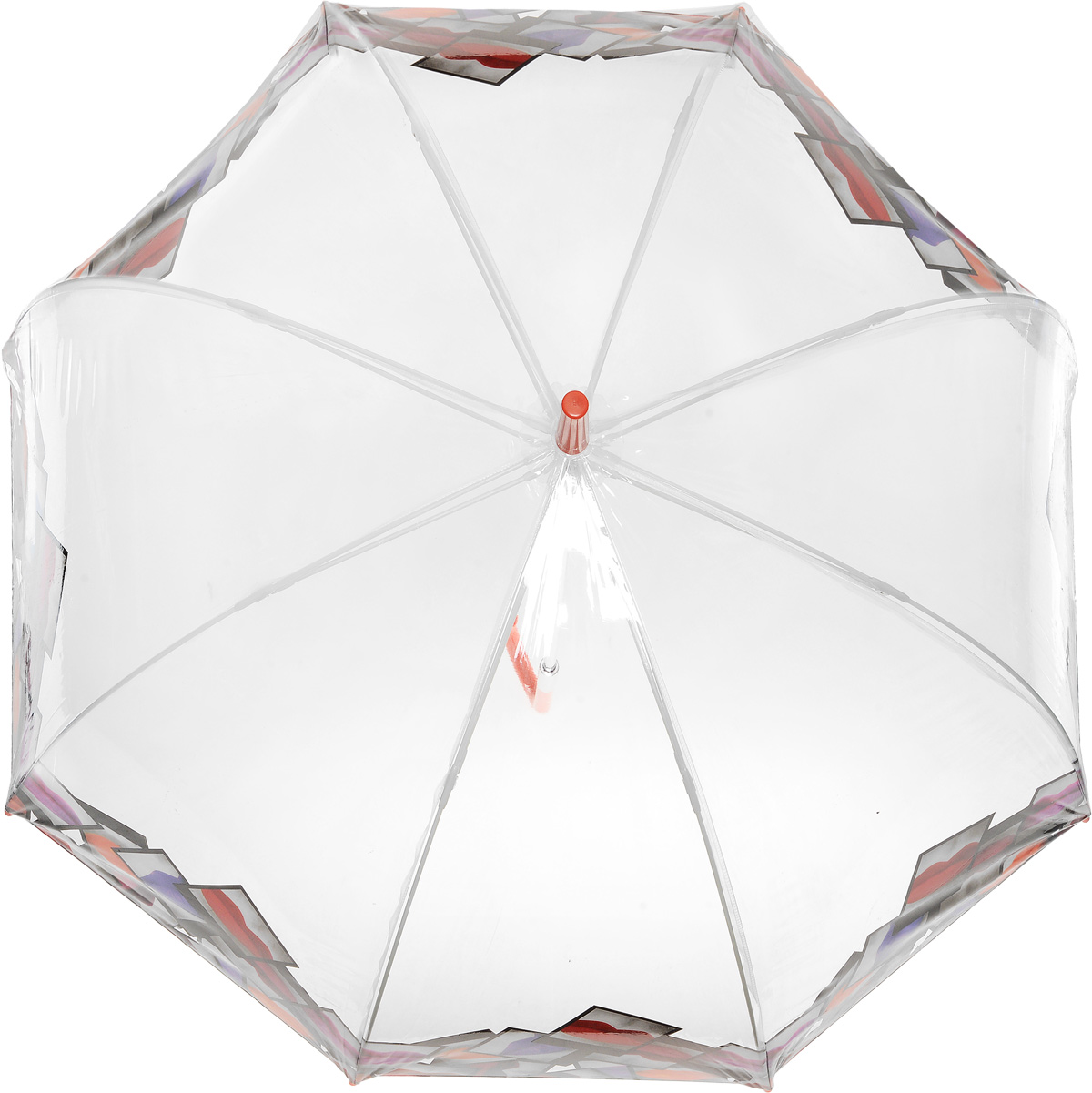 Зонт-трость женский Lulu Guinness Birdcage, механический, цвет: прозрачный. L719-3079L719-3079 LipsPolaroidBorder Зонт-трость женский Lulu Guinness Birdcage, механический, цвет: прозрачный. L719-3079L719-3079 LipsPolaroidBorderНеобычный механический зонт-трость Lulu Guinness Birdcage даже в ненастную погоду позволит вам оставаться модной и элегантной. Каркас зонта включает 8 спиц из фибергласса с пластиковыми наконечниками. Стержень изготовлен из стали. Купол зонта выполнен из высококачественного прозрачного ПВХ и оформлен по краю оригинальным принтом. Изделие дополнено удобной пластиковой рукояткой с металлическим элементом. Зонт механического сложения: купол открывается и закрывается вручную до характерного щелчка. Модель дополнительно застегивается с помощью хлястика на кнопку. Такой зонт не только надежно защитит вас от дождя, но и станет стильным аксессуаром, который идеально подчеркнет ваш неповторимый образ.