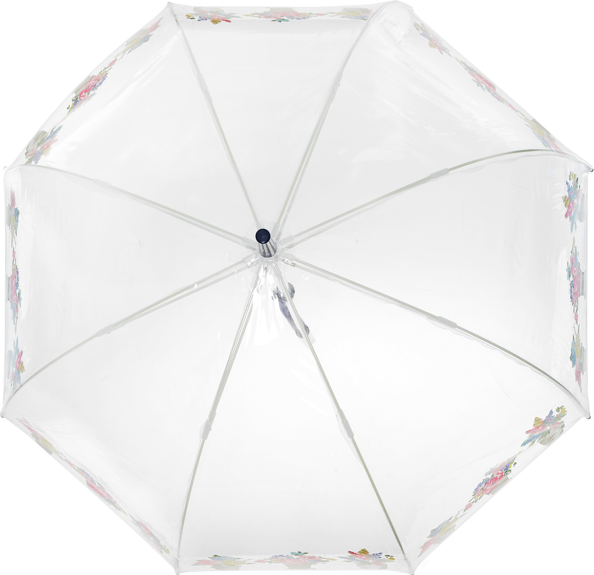 Зонт-трость женский Cath Kidston Birdcage, механический, цвет: прозрачный. L546-3145L546-3145 FlowerPots Зонт-трость женский Cath Kidston Birdcage, механический, цвет: прозрачный. L546-3145L546-3145 FlowerPotsНеобычный механический зонт-трость Cath Kidston Birdcage даже в ненастную погоду позволит вам оставаться модной и элегантной. Каркас зонта включает 8 спиц из фибергласса с пластиковыми наконечниками. Стержень изготовлен из стали. Купол зонта выполнен из высококачественного прозрачного ПВХ и по краю оформлен принтом в виде цветочных горшков. Изделие дополнено удобной пластиковой рукояткой. Зонт механического сложения: купол открывается и закрывается вручную до характерного щелчка. Модель дополнительно застегивается с помощью хлястика на кнопку. Такой зонт не только надежно защитит вас от дождя, но и станет стильным аксессуаром, который идеально подчеркнет ваш неповторимый образ.