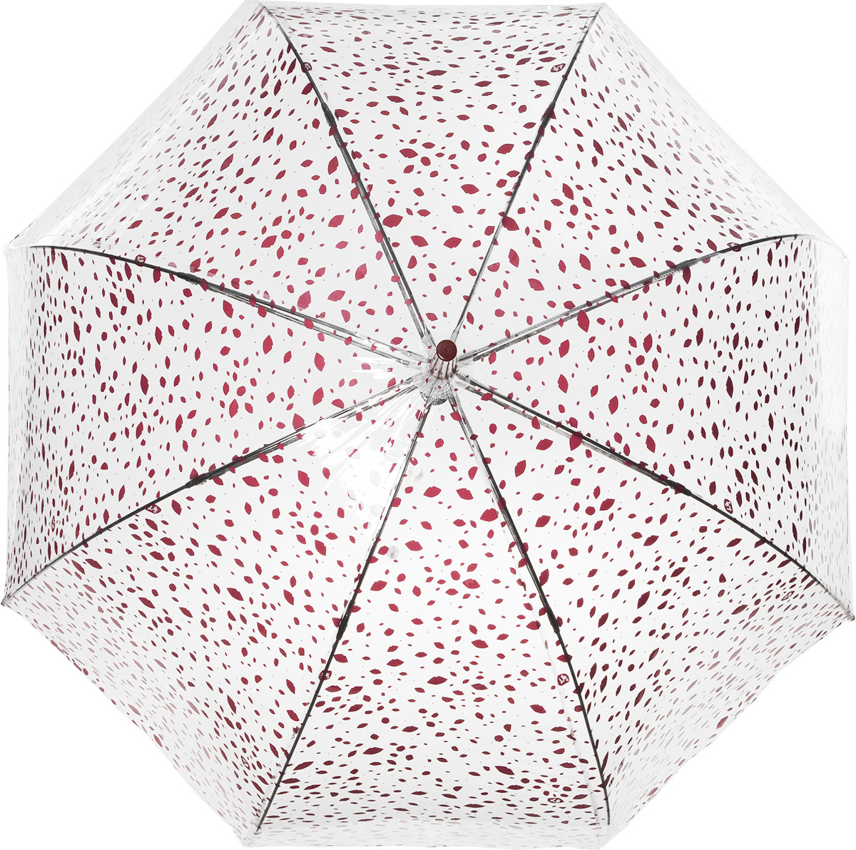 Зонт-трость женский Lulu Guinness Birdcage, механический, цвет: прозрачный, вишневый. L719-2878L719-2878 Roughlycutoutspot Зонт-трость женский Lulu Guinness Birdcage, механический, цвет: прозрачный, вишневый. L719-2878L719-2878 RoughlycutoutspotНеобычный механический зонт-трость Lulu Guinness Birdcage даже в ненастную погоду позволит вам оставаться модной и элегантной. Каркас зонта включает 8 спиц из фибергласса с пластиковыми наконечниками. Стержень изготовлен из стали. Купол зонта выполнен из высококачественного прозрачного ПВХ и оформлен принтом в виде губок. Изделие дополнено удобной пластиковой рукояткой с металлическим элементом. Зонт механического сложения: купол открывается и закрывается вручную до характерного щелчка. Модель дополнительно застегивается с помощью хлястика на кнопку. Такой зонт не только надежно защитит вас от дождя, но и станет стильным аксессуаром, который идеально подчеркнет ваш неповторимый образ.