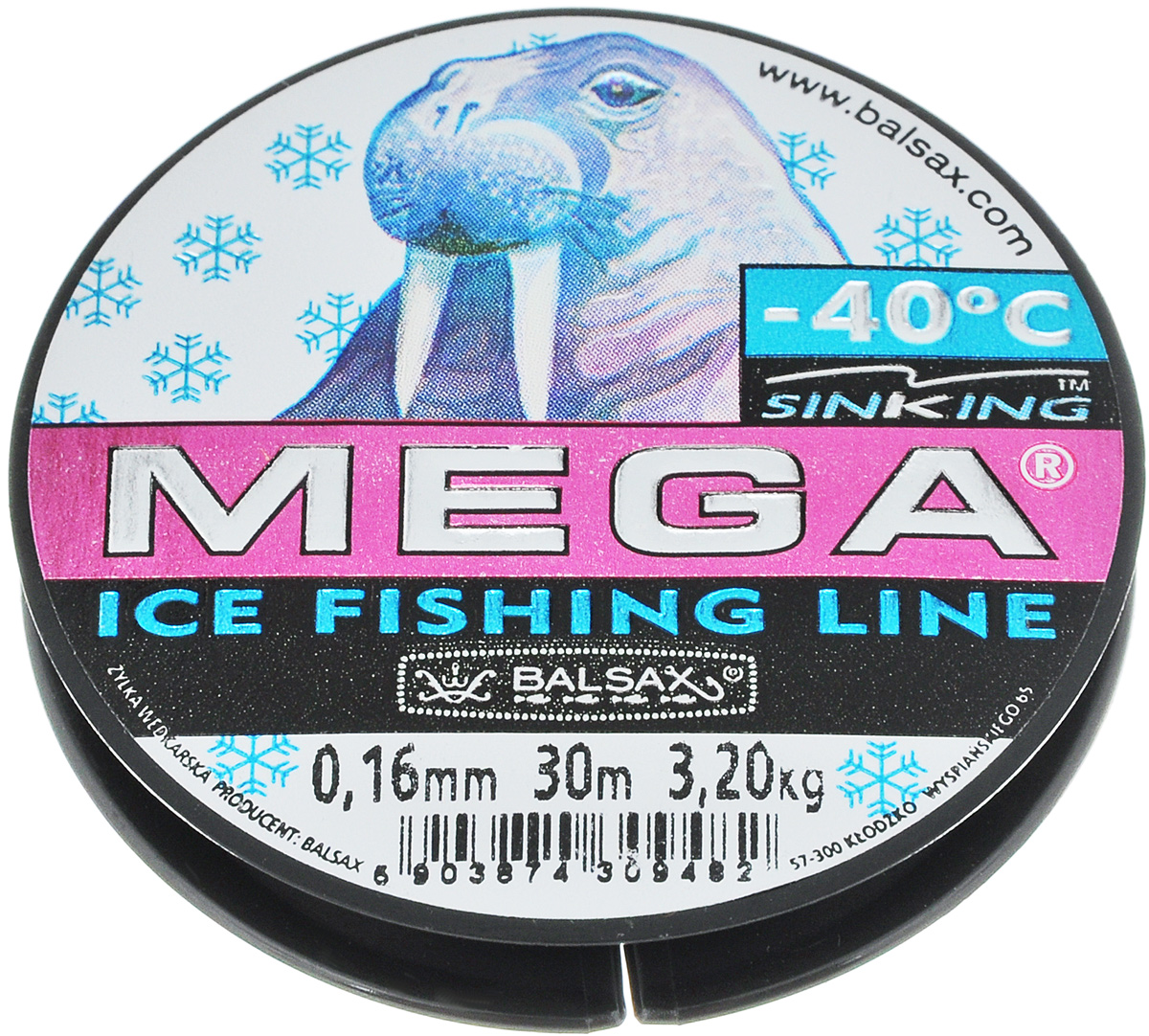 Леска зимняя Balsax Mega, 30 м, 0,16 мм, 3,2 кг310-11016 Леска зимняя Balsax Mega, 30 м, 0,16 мм, 3,2 кг310-11016Леска зимняя Balsax Megaизготовлена из 100% нейлона и очень хорошо выдерживает низкие температуры. Даже в самом холодном климате, при температуре вплоть до -40°C, она сохраняет свои свойства практически без изменений, в то время как традиционные лески становятся менее эластичными и теряют прочность. Поверхность лески обработана таким образом, что она не обмерзает и отлично подходит для подледного лова. Прочна в местах вязки узлов даже при минимальном диаметре.