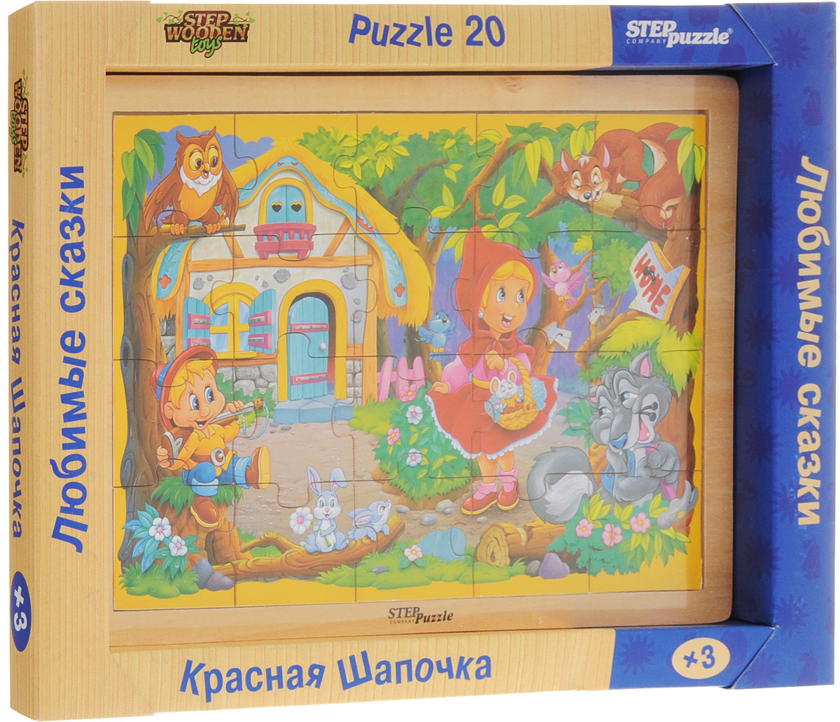 Step Puzzle Пазл для малышей Красная Шапочка89714 Step Puzzle Пазл для малышей Красная Шапочка89714Пазл для малышей Step Puzzle Красная Шапочка прекрасно подходит для малышей от трех лет. Собрав этот пазл, включающий в себя 20 крупных элементов, вы получите картинку с изображением персонажей одноименного мультфильма. Пазл ориентирован на активное развитие мелкой моторики, сенсорики, речи, памяти, внимания, логического и образного мышления вашего ребенка. Элементы пазла выполнены из прочного дерева.