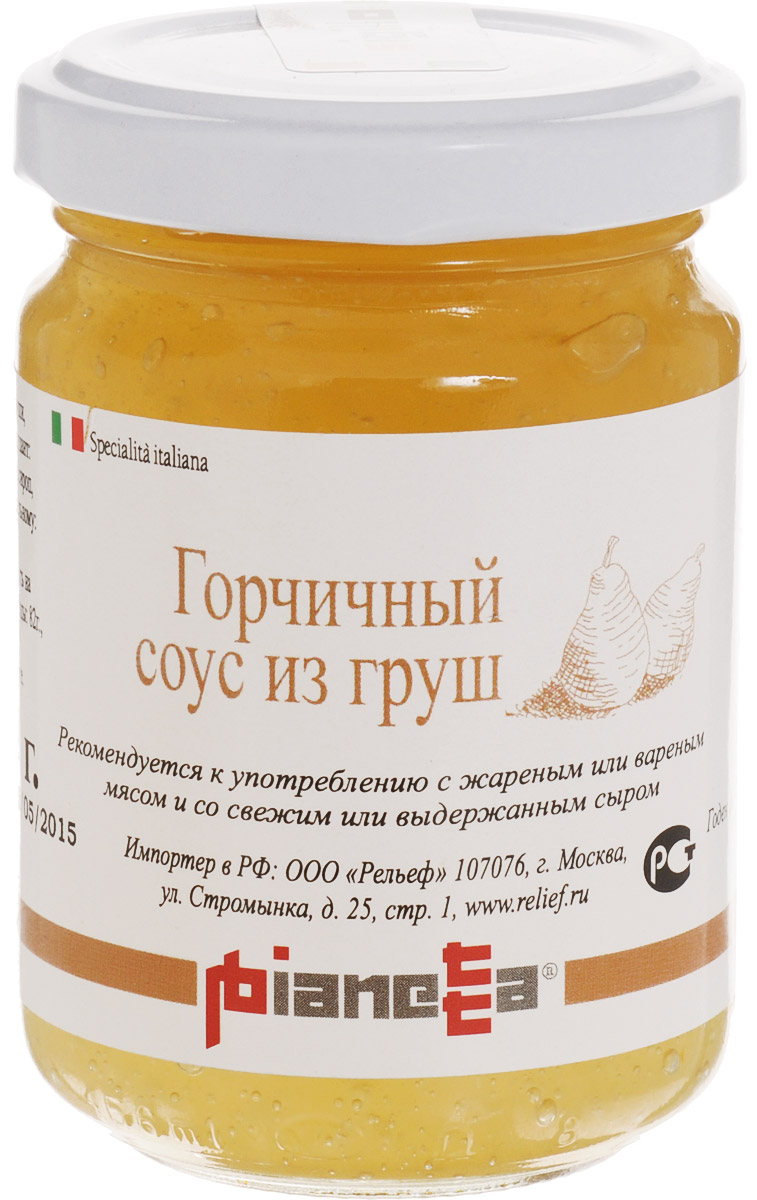 Pianetta горчичный соус из груш, 200 г111003 Pianetta горчичный соус из груш, 200 г111003Горчичный соус из груш Pianetta - классика итальянской кухни. Рекомендуется к употреблению с жареным или вареным мясом и со свежим выдержанным сыром. Уважаемые клиенты! Обращаем ваше внимание, что полный перечень состава продукта представлен на дополнительном изображении.