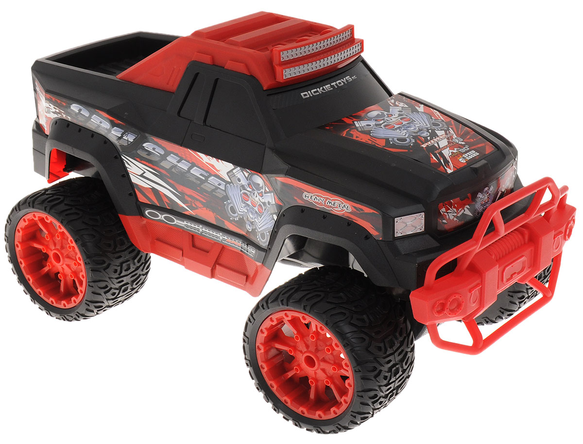 Dickie Toys Машинка на радиоуправлении Crusher RTR19102 Dickie Toys Машинка на радиоуправлении Crusher RTR19102Радиоуправляемая гоночная машинка Dickie Toys Crusher RTR с мощными колесами и хорошим сцеплением с дорогой может разогнаться до 10 км/ч. Эта машина является уменьшенной копией настоящей машинки. Мощность ее составляет не более 10 мВт, а разнос каналов 50 кГц. С пульта управления возможно управлять многими функциями автомобиля: турбоускорением для плавного разгона и торможением. Машина имеет полное радиоуправление во всех направлениях. Рабочая частота 2,4ГГц, а максимальный коэффициент усиления антенны 3 дБ Машина работает от 6 батареек типа AA (входят в комплект). Пульт управления работает от 1 батарейки Крона (входит в комплект).