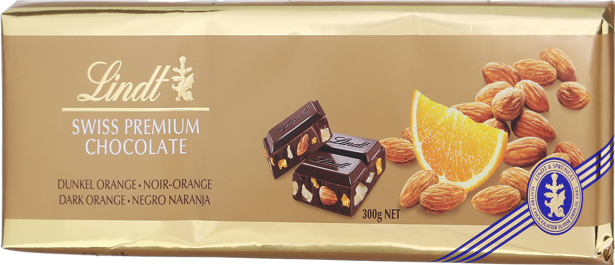 Lindt темный шоколад с апельсином и миндалем, 300 г7610400069267 Lindt темный шоколад с апельсином и миндалем, 300 г7610400069267Лакомство, в котором прекрасным образом сочетаются премиальный шоколад, сочный апельсин и цельный миндальный орех. Изготовленный по традиционному швейцарскому рецепту, шоколад обладает нежной бархатистой текстурой, которая интересно контрастирует с хрустящим миндалем, а апельсин придает лакомству особенные, приятно освежающие нотки. Чтобы почувствовать все богатство вкуса этого шоколада им нужно наслаждаться не спеша, уютно устроившись с чашечкой свежезаваренного чая или кофе. Уважаемые клиенты! Обращаем ваше внимание, что полный перечень состава продукта представлен на дополнительном изображении.