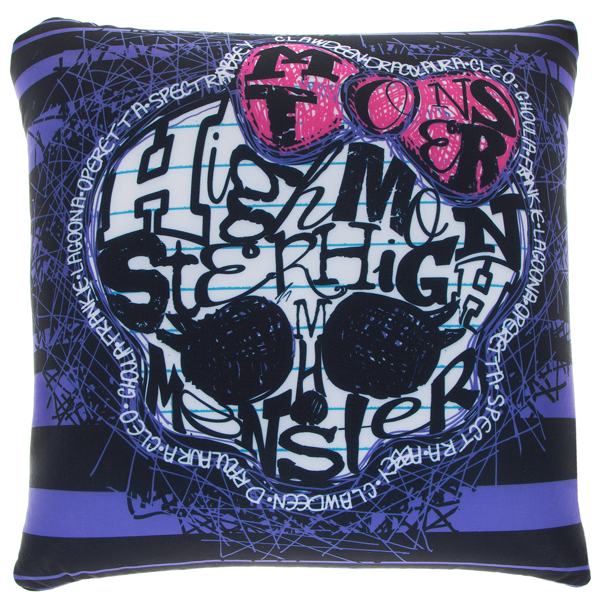 Maxi Toys Подушка Monster High цвет фиолетовый черный белыйMT-H091414 Maxi Toys Подушка Monster High цвет фиолетовый черный белыйMT-H091414Яркая и оригинальная подушка Maxi Toys Monster High станет отличным аксессуаром к интерьеру любой детской комнаты! Подушка украшена принтом в стиле популярного мультсериала Monster High. Мягкую подушку можно взять с собой в путешествие - в самолете и автомобиле положить ее под голову во время отдыха, а наполнение в виде маленьких полимерных шариков будет отлично снимать стресс. Размер подушки: 32 см х 32 см х 14 см.