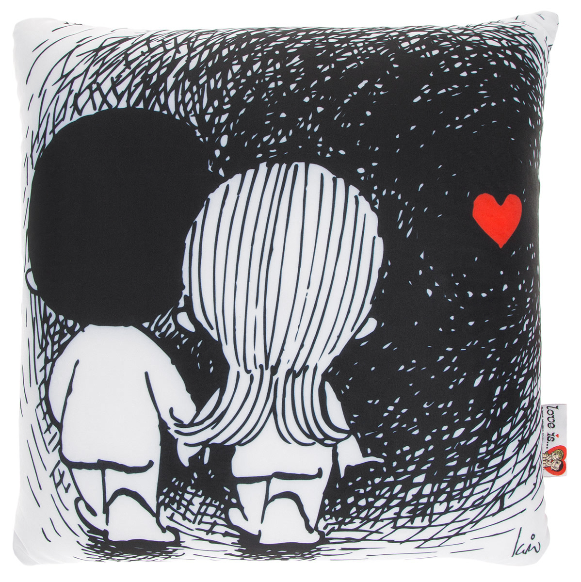 Maxi Toys Подушка Love Is цвет черный белыйMT-H091403 Maxi Toys Подушка Love Is цвет черный белыйMT-H091403Яркая и оригинальная подушка Maxi Toys Love Is станет отличным аксессуаром к интерьеру любой детской комнаты! Подушка украшена принтом с изображением героев комикса новозеландской художницы Ким Касали Love Is, известным у нас в стране по вкладышам одноименной жевательной резинки. Мягкую подушку можно взять с собой в путешествие - в самолете и автомобиле положить ее под голову во время отдыха, а наполнение в виде маленьких полимерных шариков будет отлично снимать стресс. Размер подушки: 32 см х 32 см х 14 см.