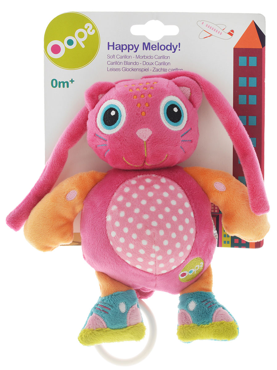 Oops Музыкальная игрушка-подвеска КошкаO 12002.00_кот розовый Oops Музыкальная игрушка-подвеска КошкаO 12002.00_кот розовыйМузыкальная игрушка-подвеска OOPS Кошка изготовлена из мягкого и приятного на ощупь текстиля ярких приятных тонов в виде милой кошечки. Если вы потяните за пластиковое кольцо вниз, малыш услышит негромкую успокаивающую мелодию, которая заменит наскучившие колыбельные и поможет ему заснуть. Крепится игрушка к кровати с помощью специальных веревочек. Игрушка-подвеска OOPS Кошка развивает слух, моторику, зрительно-цветовое восприятие и обладает релаксирующим воздействием.