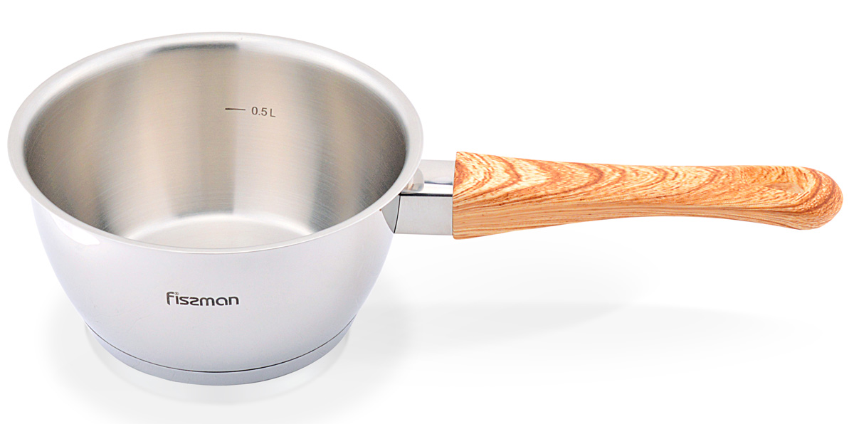 Ковш Fissman Nuovo, 1,2 лSS-5149.16 Ковш Fissman Nuovo, 1,2 лSS-5149.16Ковш Fissman Nuovo изготовлен из нержавеющей стали 18/10 высокого качества, которая противостоит окислению. При длительном использовании сохраняет свою прочность, не деформируется, не меняет свой внешний вид, легко чистится. Утолщенное термоаккумулирующее трехслойное дно c алюминиевой сердцевиной обеспечивает оптимальный равномерный нагрев и распределение энергии. А благодаря эффекту удержания тепла, пища доходит после снятия посуды с плиты. Ковш имеет специальную кромку для удобного выливания жидкости и отметки литража на внутренних стенках. Удобная ручка, выполненная из бакелита под дерево, не нагревается и не скользит в руках. Такой ковш станет незаменимым помощником на вашей кухне. Подходит для газовых, электрических, стеклокерамических, индукционных плит. Можно мыть в посудомоечной машине. Высота стенок: 8,5 см. Длина ручки: 16 см.