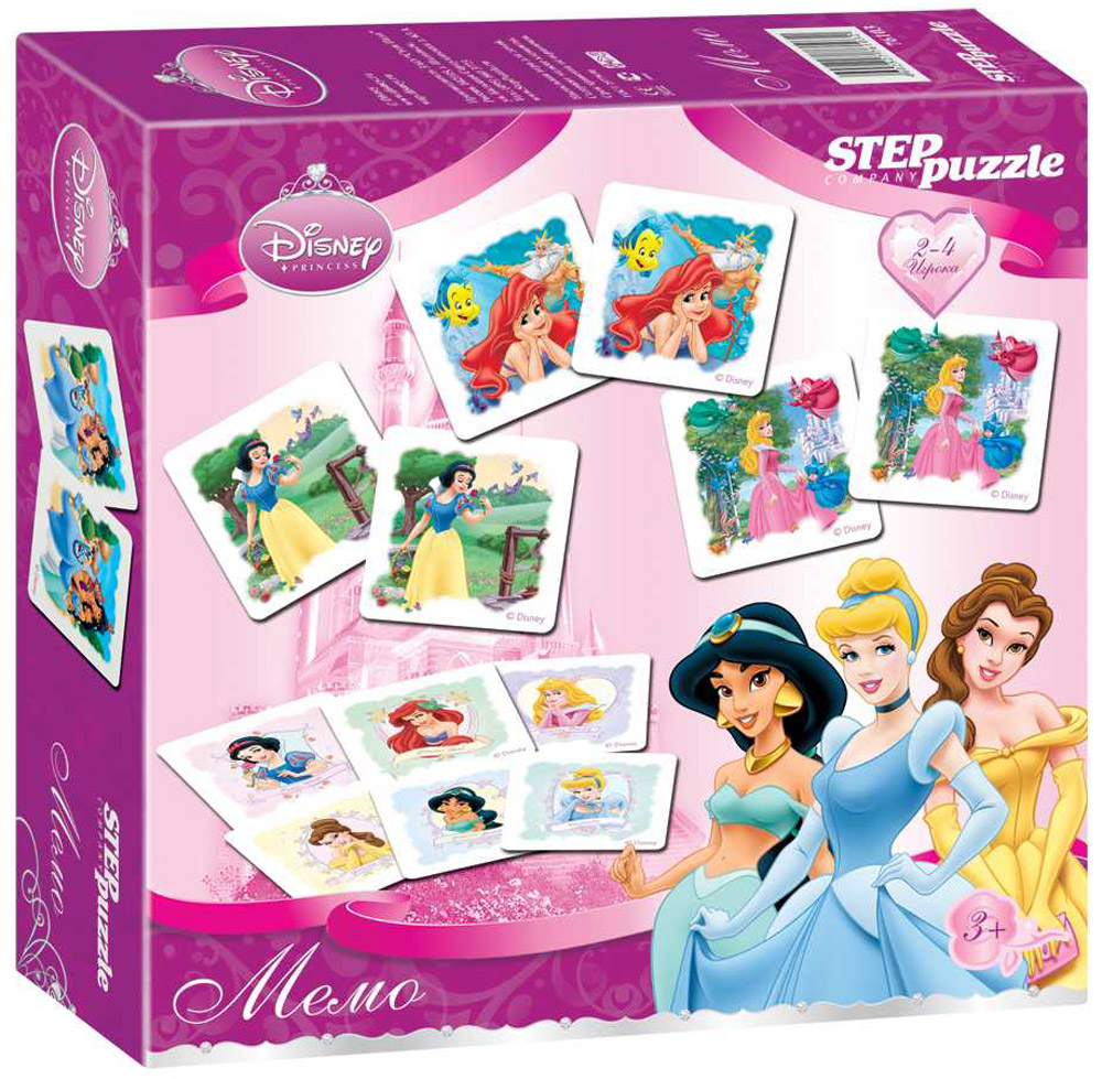 Step Puzzle Настольная игра Disney Принцессы76103 Step Puzzle Настольная игра Disney Принцессы76103Лучшая игра для развития памяти и наблюдательности, заключающаяся в подборе одинаковых карточек в пары.