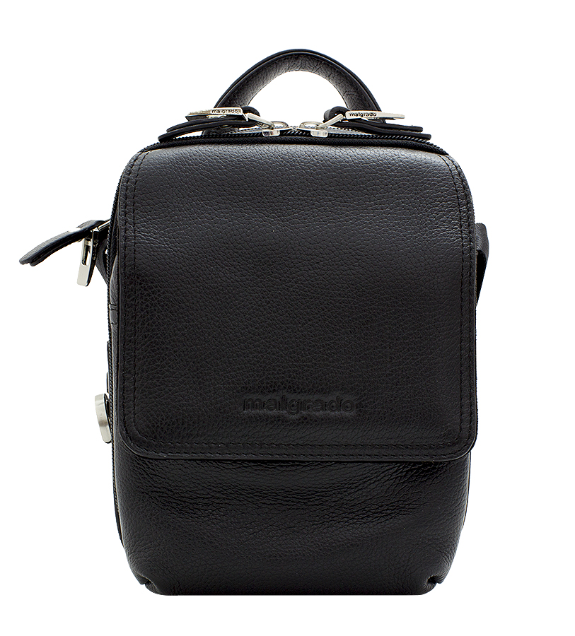 Сумка мужская Malgrado, цвет: черный. BR10-459 blackBR10-459 black Сумка мужская Malgrado, цвет: черный. BR10-459 blackBR10-459 blackОригинальная мужская сумка Malgrado выполнена из натуральной кожи черного цвета. Сумка с удобной ручкой имеет два отделения, закрывающиеся на застежки-молнии. В первом отделении имеется открытый кармашек. Во втором - два накладных кармана, одно отделение для пишущих принадлежностей и открытый карман. На передней стороне сумки имеется дополнительный карман, который закрывается на застежку-молнию и клапаном на магнитную кнопку. В комплекте плечевой текстильный ремень и чехол для хранения.