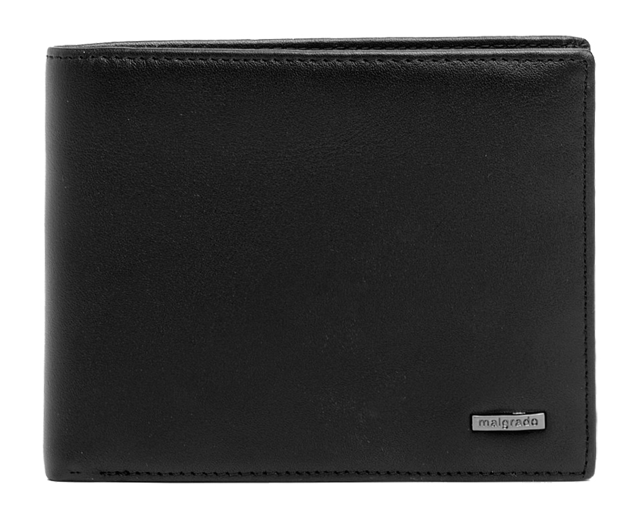 Портмоне Malgrado, цвет: черный. 40009-2-55D Black40009-2-55D Black Портмоне Malgrado, цвет: черный. 40009-2-55D Black40009-2-55D BlackПортмоне Malgrado выполнено из высококачественной натуральной кожи черного цвета с логотипом фирмы. Портмоне имеет два кармана для купюр, восемь отделений для визиток, два скрытых кармашка, один прозрачный и кармашек для мелочи на кнопке. Это элегантное портмоне непременно подойдет к вашему образу и порадует простотой, стилем и функциональностью. Портмоне упаковано в коробку из плотного картона с логотипом фирмы. Характеристики: Материал: натуральная кожа, текстиль, металл. Размер портмоне в сложенном виде: 12,5 см х 10 см х 1,5 см.