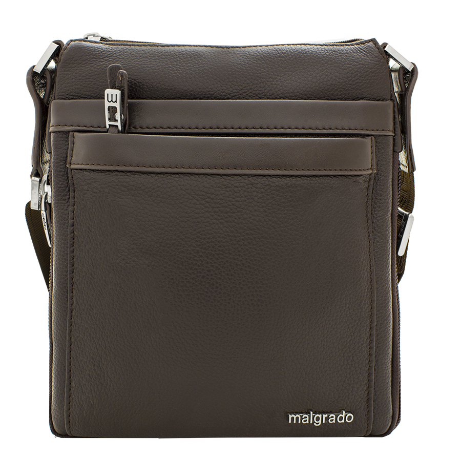 Сумка мужская Malgrado, цвет: коричневый. BR10-538C1836BR10-538C1836_brown Сумка мужская Malgrado, цвет: коричневый. BR10-538C1836BR10-538C1836_brownСтильная мужская сумка Malgrado выполнена из натуральной кожи с зернистой фактурой, оформлена металлической фурнитурой с символикой бренда. Сумка содержит одно отделение, которое закрывается на застежку-молнию. Внутри изделия расположены: врезной карман на застежке-молнии и органайзер, состоящий из двух накладных карманов и двух кожаных фиксаторов для письменных принадлежностей. Снаружи, на задней стороне сумки, расположен врезной карман на молнии. Лицевая сторона сумки дополнена накладным карманом на магнитной кнопке и накладным карманом на молнии. Сумка оснащена съемным плечевым ремнем регулируемой длины, который позволит носить изделие, как в руках, так и на плече. Дно и боковые стороны сумки оснащены молнией, которая позволит увеличить объем основного отделения. Практичный аксессуар позволит вам завершить образ и подчеркнуть деловой стиль.