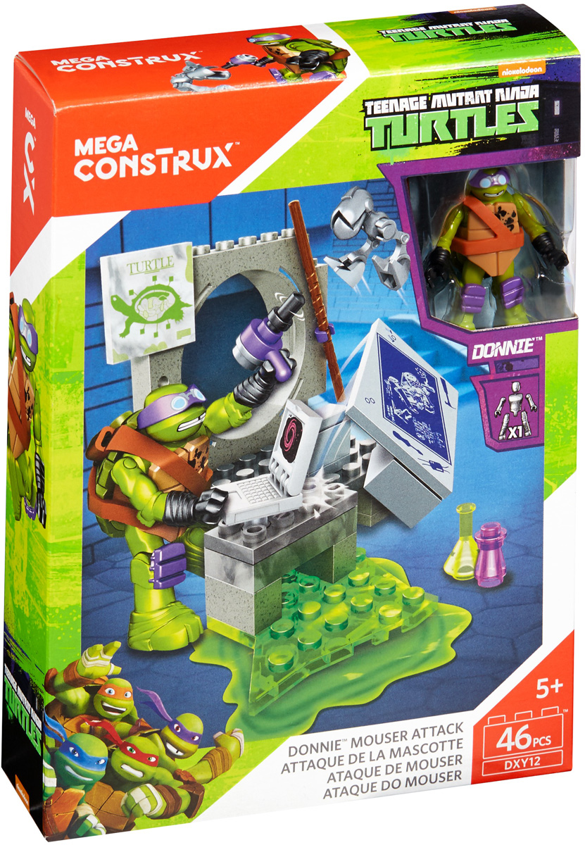 Mega Bloks Черепашки Ниндзя Конструктор Атака МышеловаDXY11_DXY12 Mega Bloks Черепашки Ниндзя Конструктор Атака МышеловаDXY11_DXY12Бросайся в бой вместе с черепашками, чтобы защитить свое логово! Черепашки идут в бой без промедления, когда их подземному дому грозит опасность! Прогони врагов прочь из дома черепашек с конструктором Mega Bloks Атака Мышелова! В этом наборе-конструкторе ты найдешь невероятно подвижную микрофигурку черепашки Донателло и небольшой фрагмент канализационного логова с уникальной пусковой установкой. Донателло (англ. Donatello) (вылупился 1 июля) - учёный-любитель, исследователь и просто гений, Донателло имеет репутацию заумного парня. Он, возможно, наименее агрессивный в команде, поскольку предпочитает разрешать конфликты мирным путём. Несмотря на это, в характере персонажа присутствуют черты безумного профессора, изобретения и исследования которого часто ведут к разрушительным последствиям и сулят катастрофы. Его назвали в честь известного скульптора Донато ди Никколо ди Бетто Барди. Собирай и соединяй конструктор с другими игрушками Mega Bloks. Построй мир черепашек...