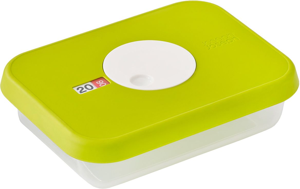 Контейнер для хранения продуктов Joseph Joseph Dial, датируемый, прямоугольный, 0,7 л81036 Контейнер для хранения продуктов Joseph Joseph Dial, датируемый, прямоугольный, 0,7 л81036Прямоугольный контейнер для хранения продуктов вместимостью 0.7 литров. Идеально подходит для хранения мяса, салатов, фруктов. Инновационная система датировки позволяет контролировать свежесть продуктов, планировать рацион и уменьшать количество отходов. Просто поверните циферблат по часовой стрелке для выставления даты и против часовой даты – для указания месяца. Контейнер не содержит вредный Бисфенол А, благодаря чему его можно безопасно разогревать в микроволновой печи.
