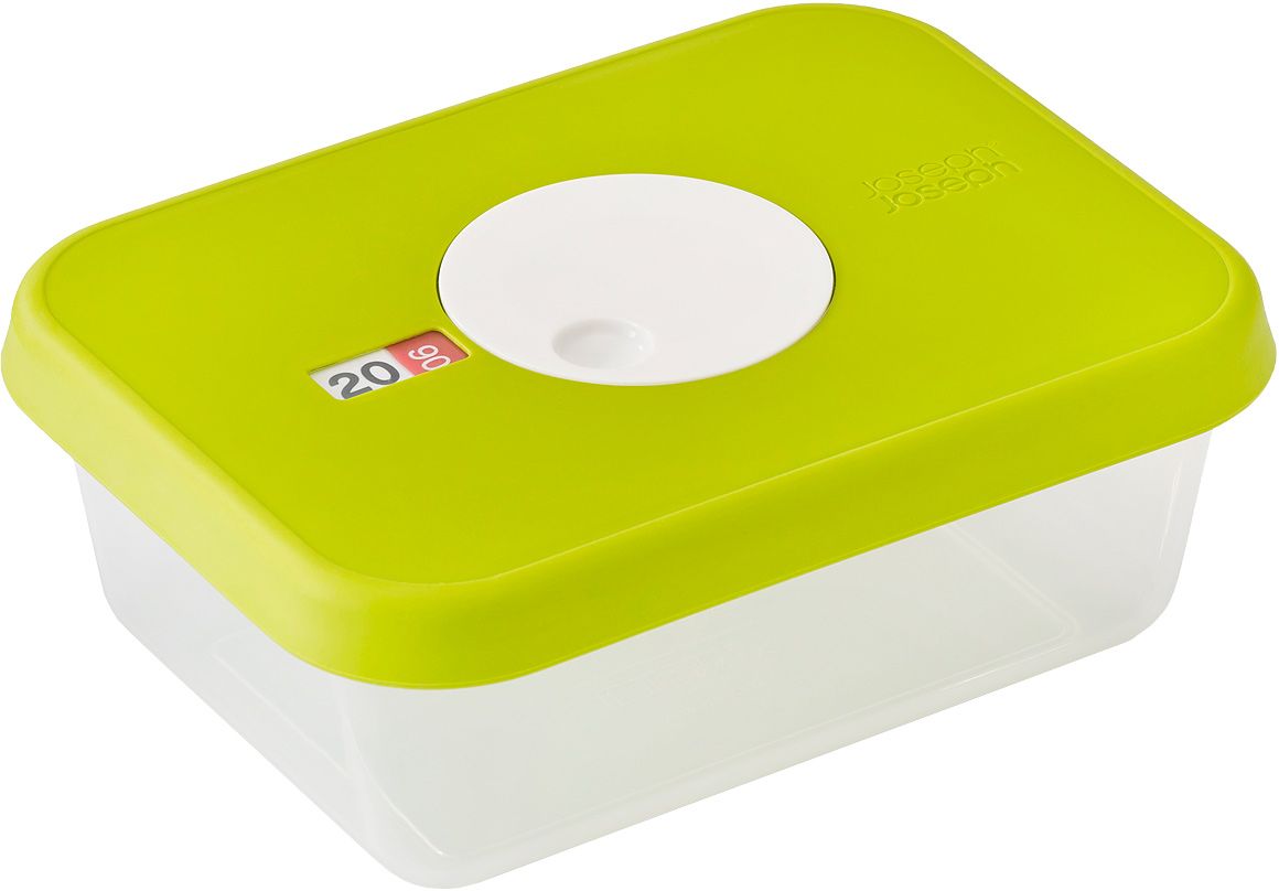 Контейнер для хранения продуктов Joseph Joseph Dial, датируемый, прямоугольный, 1 л81038 Контейнер для хранения продуктов Joseph Joseph Dial, датируемый, прямоугольный, 1 л81038Прямоугольный контейнер для хранения продуктов объемом 1 литр. Идеально подходит для хранения мяса, салатов, фруктов. Инновационная система датировки позволяет контролировать свежесть продуктов, планировать рацион и уменьшать количество отходов. Просто поверните циферблат по часовой стрелке для выставления даты и против часовой даты – для указания месяца. Контейнер не содержит вредный Бисфенол А, благодаря чему его можно безопасно разогревать в микроволновой печи.