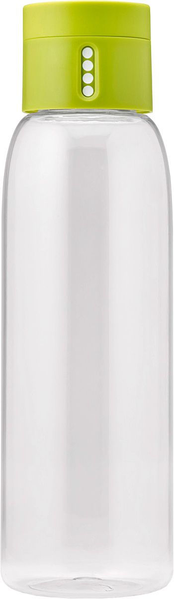 Бутылка для воды Joseph Joseph Dot, 600 мл, цвет: зеленый81049 Бутылка для воды Joseph Joseph Dot, 600 мл, цвет: зеленый81049Уникальная бутылка, которая поможет вам контролировать ежедневное потребление воды. Инновационная крышка со счетчиком запомнит каждое наполнение бутылки в течение дня. Просто закрутите крышку до появления точки, а для питья используйте верхнюю крышку. Новая точка появится каждый раз, когда бутылка заново заполнена и крышка закручена. Из гладкого литого носика бутылки удобно пить, а широкое горлышко идеально для насыпания льда и мытья. Герметичная крышка надежно защитит содержимое от вытекания. Бутылка изготовлена из экологичного и удапрочного материала Tritan. Объем - 600 мл.
