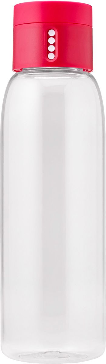 Бутылка для воды Joseph Joseph Dot, 600 мл, цвет: розовый81051 Бутылка для воды Joseph Joseph Dot, 600 мл, цвет: розовый81051Уникальная бутылка, которая поможет вам контролировать ежедневное потребление воды. Инновационная крышка со счетчиком запомнит каждое наполнение бутылки в течение дня. Просто закрутите крышку до появления точки, а для питья используйте верхнюю крышку. Новая точка появится каждый раз, когда бутылка заново заполнена и крышка закручена. Из гладкого литого носика бутылки удобно пить, а широкое горлышко идеально для насыпания льда и мытья. Герметичная крышка надежно защитит содержимое от вытекания. Бутылка изготовлена из экологичного и удапрочного материала Tritan. Объем - 600 мл.